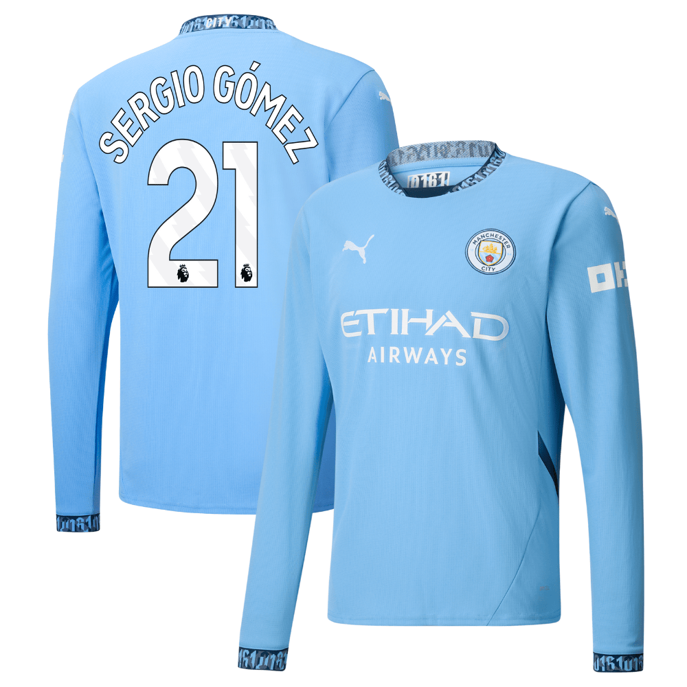 Sergio Gmez 21 Manchester City 2024/25 Home Long Sleeve Men Jersey – Light Blue