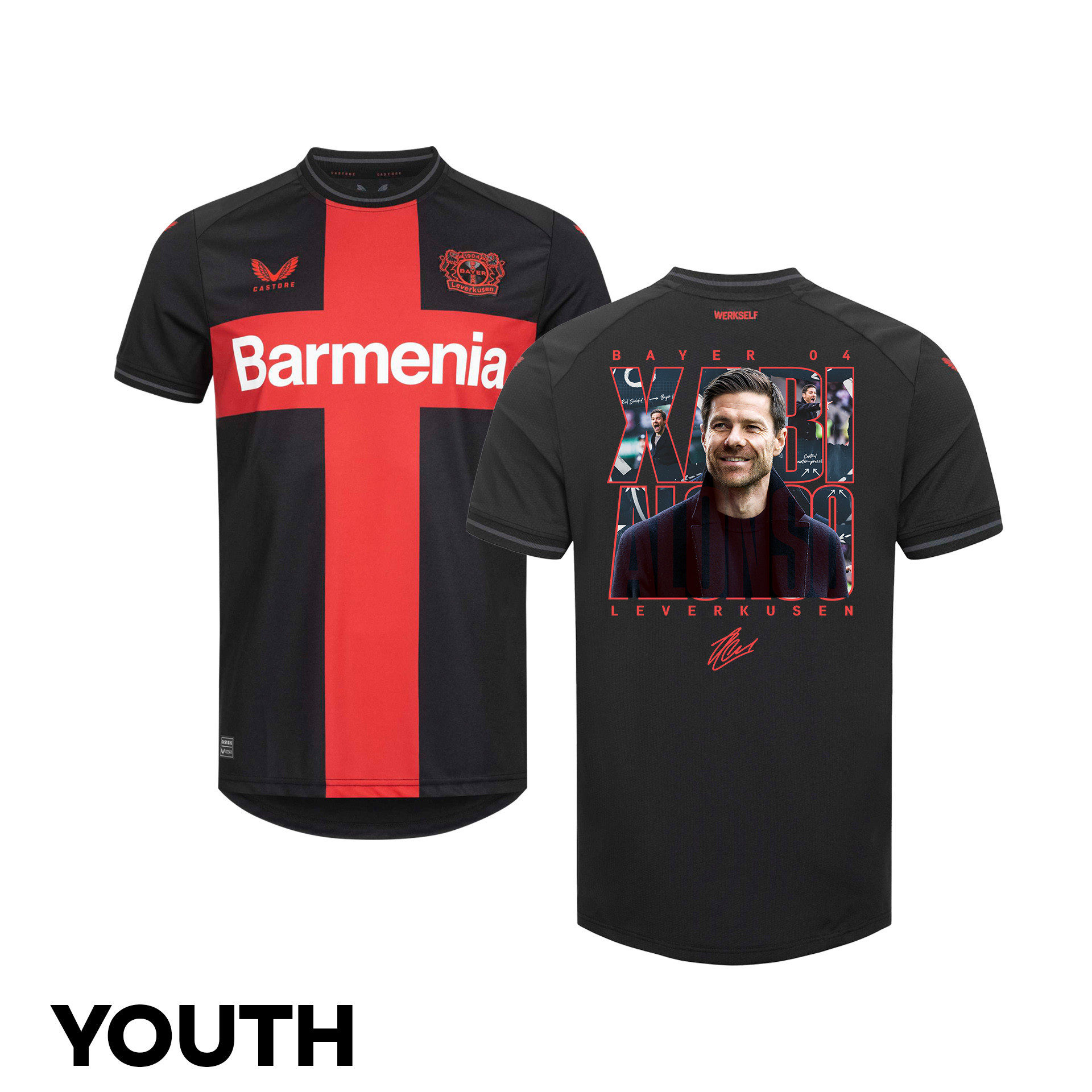Xabi Alonso Coach Signed Bayer 04 Leverkusen 2023/24 YOUTH Home Jersey