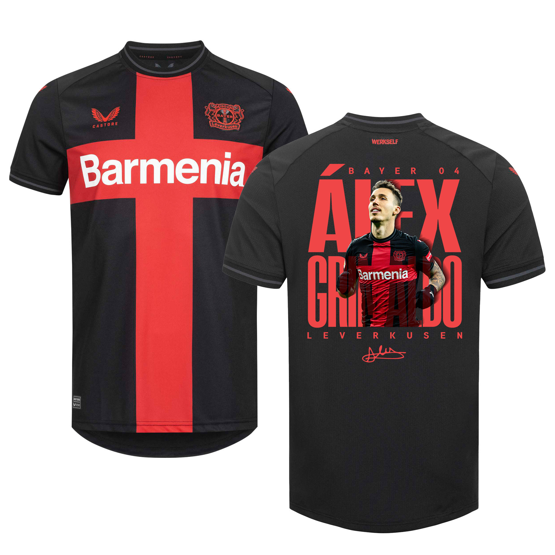 Alejandro Grimaldo 20 Bayer 04 Leverkusen 2023/24 Print Graphics Ideas Home Jersey – Men Limited Edition