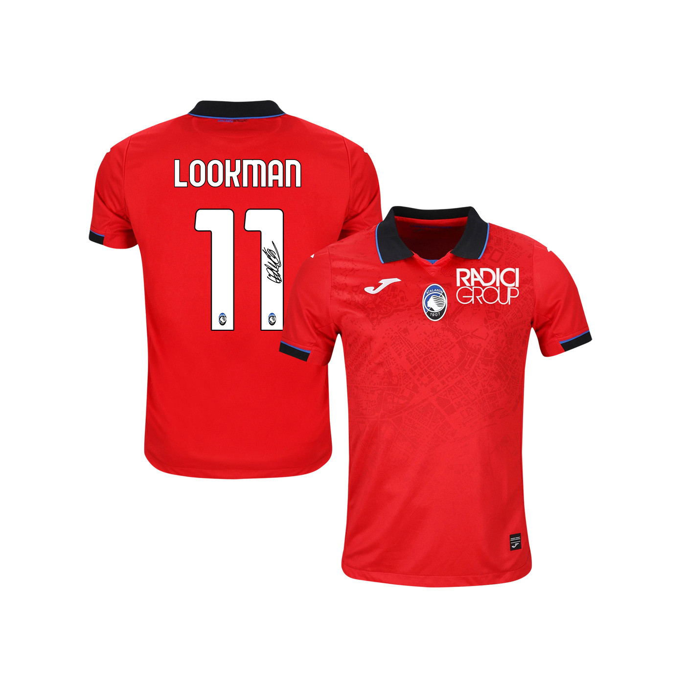 Ademola Lookman 11 Signed Atalanta 2023/24 Third Jersey Autographed – Men, Red