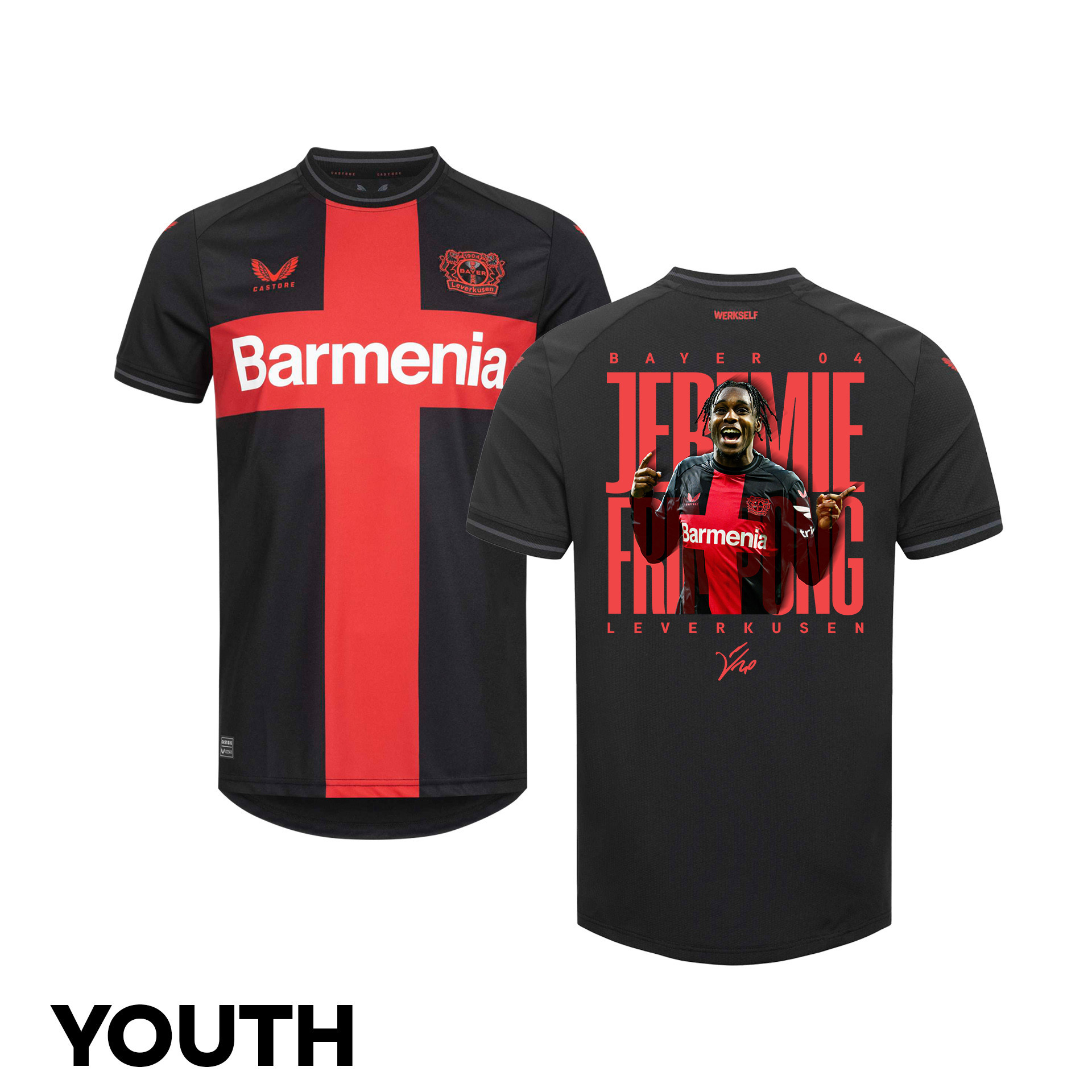 Jeremie Frimpong 30 Bayer 04 Leverkusen 2023/24 Print Graphics Ideas YOUTH Home Jersey – Limited Edition