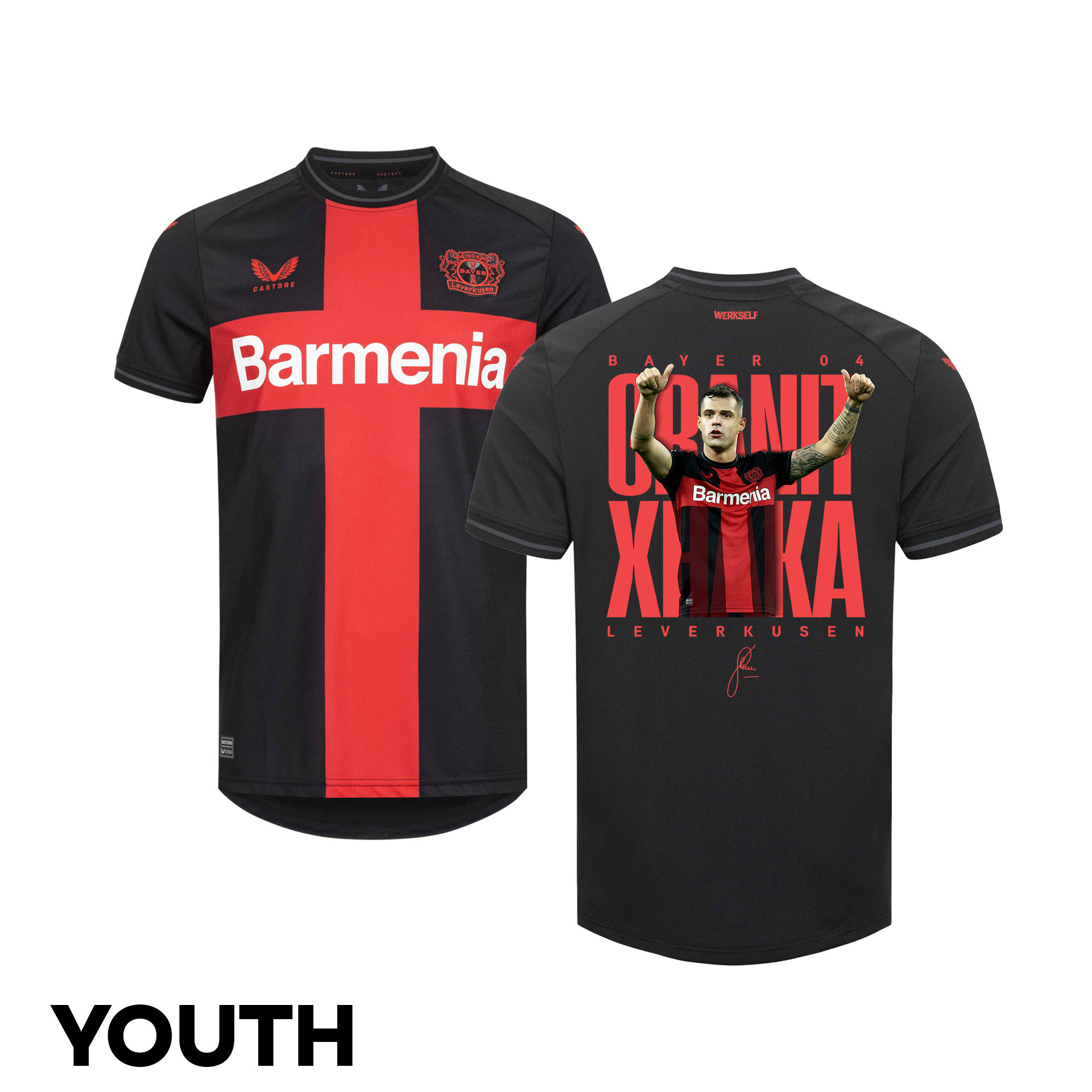 Granit Xhaka 34 Bayer 04 Leverkusen 2023/24 Print Graphics Ideas YOUTH Home Jersey – Limited Edition
