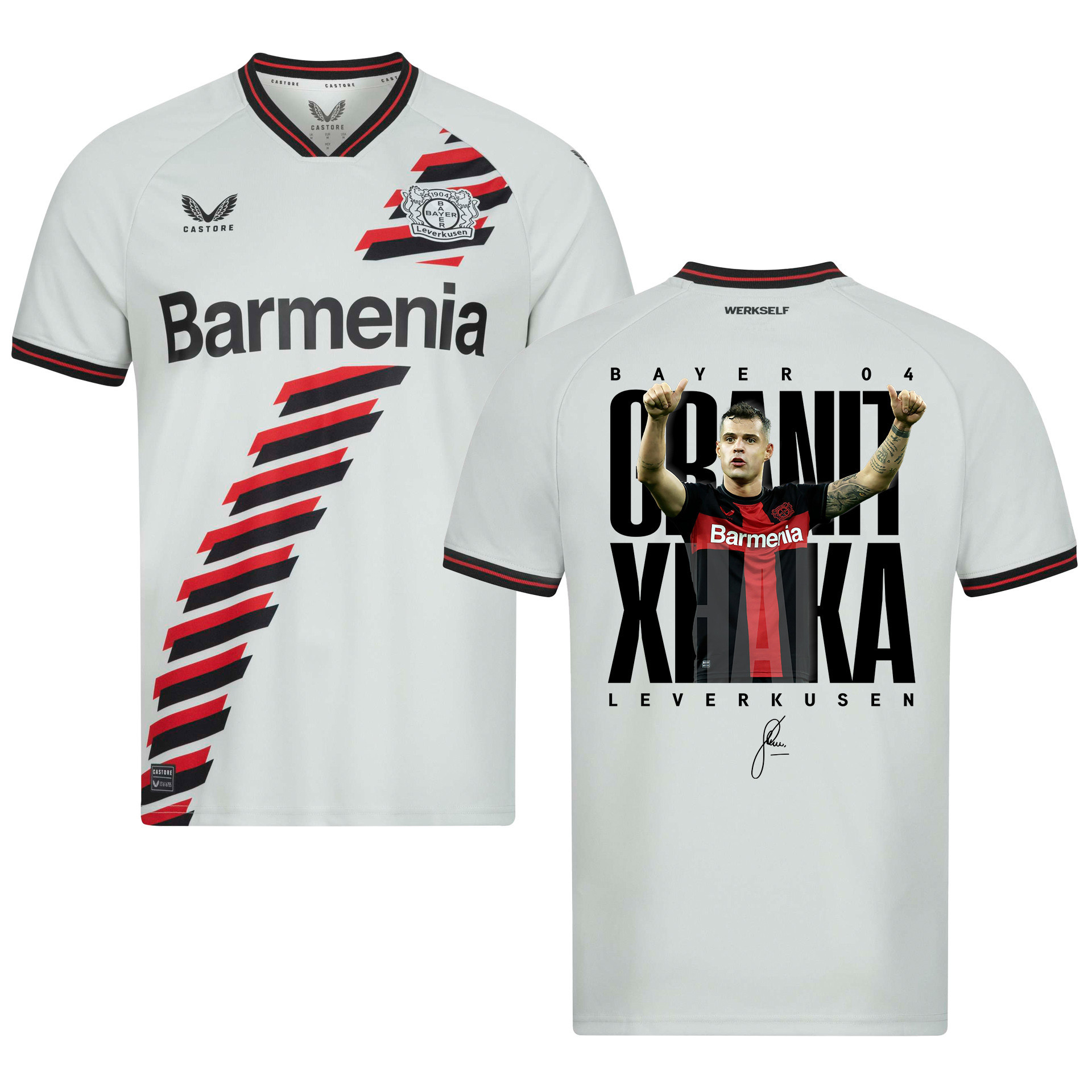 Granit Xhaka 34 Bayer 04 Leverkusen 2023/24 Print Graphics Ideas Away Jersey – Men Limited Edition