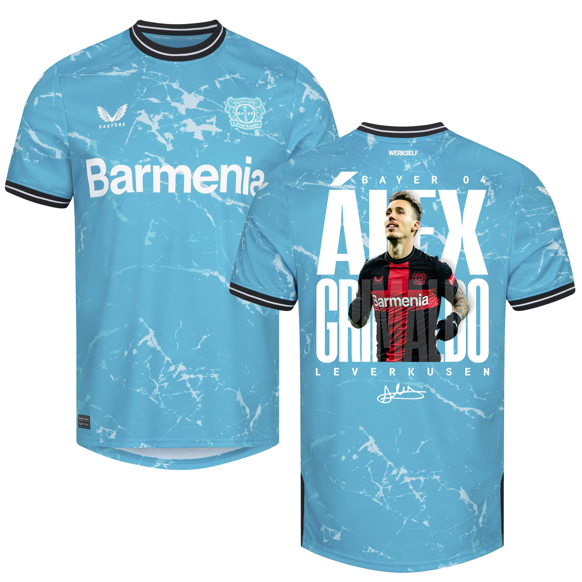Alejandro Grimaldo 20 Bayer 04 Leverkusen 2023/24 Print Graphics Ideas Third Jersey – Men Limited Edition
