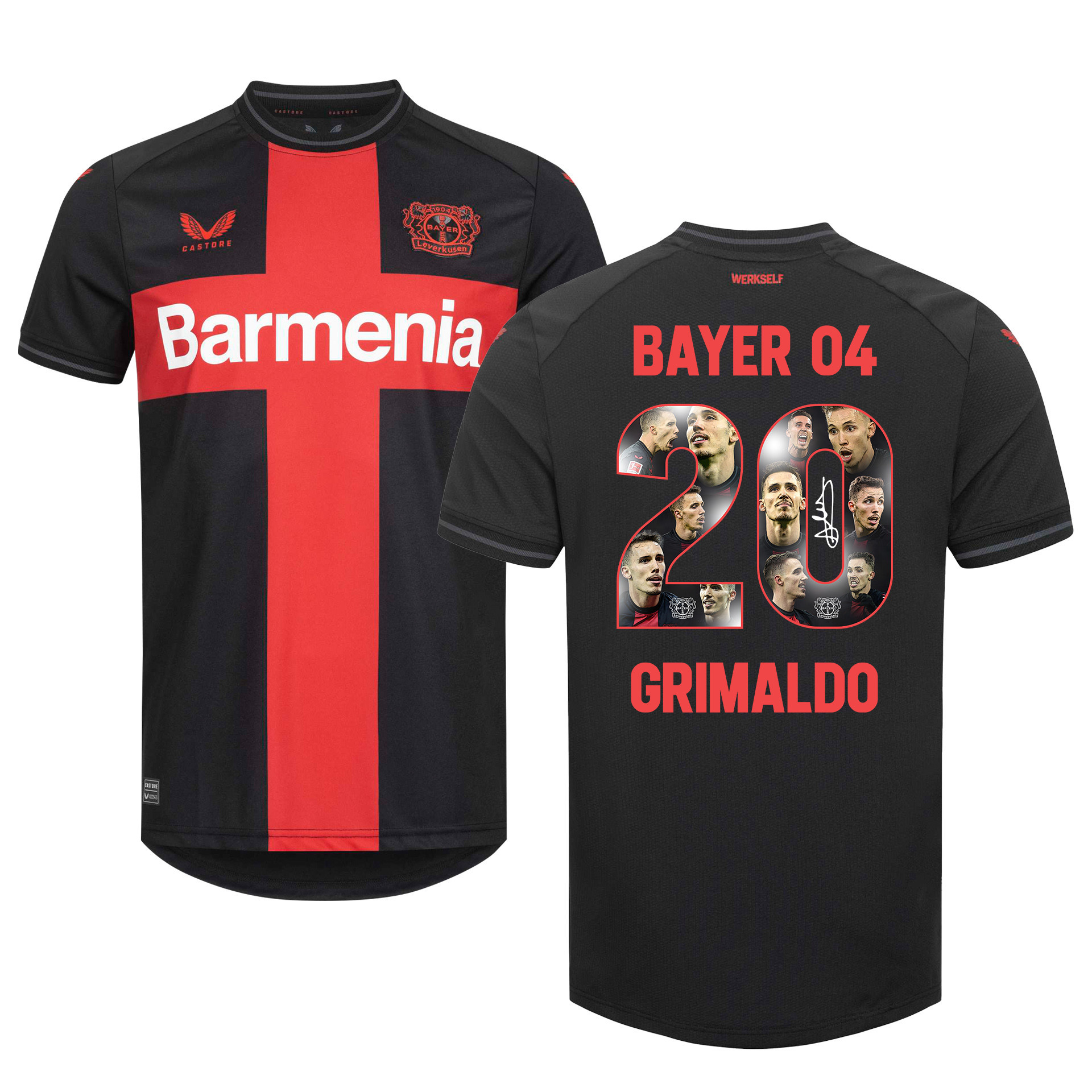 Alejandro Grimaldo 20 Best Memories Bayer 04 Leverkusen 2023/24 Home Signed Jersey – Men, Black