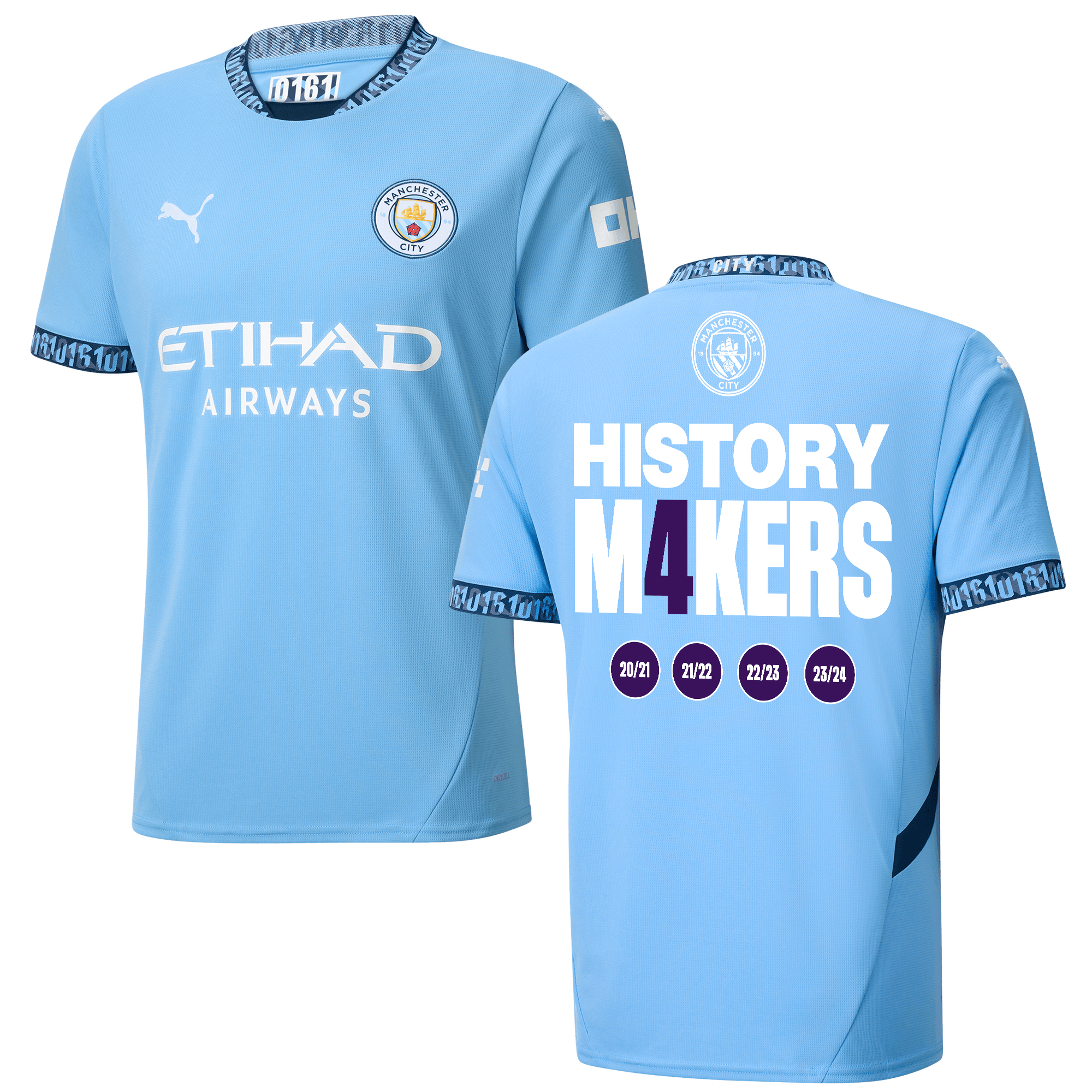 Manchester City 2024/25 'History M4ker' Premier League Champions Home Men Jersey – Light Blue