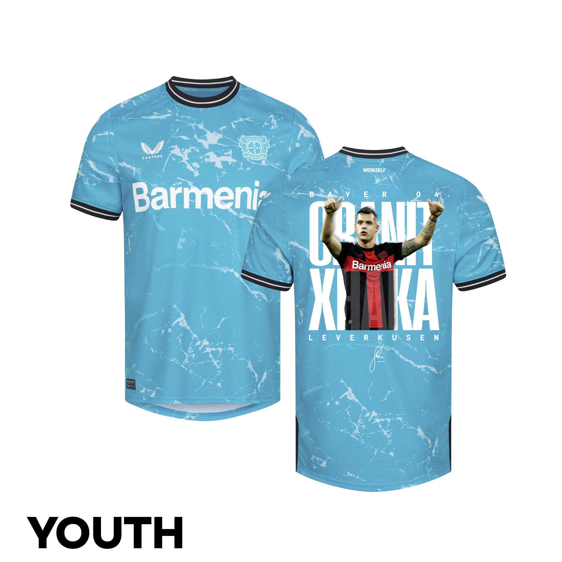 Granit Xhaka 34 Bayer 04 Leverkusen 2023/24 Print Graphics Ideas YOUTH Third Jersey – Limited Edition