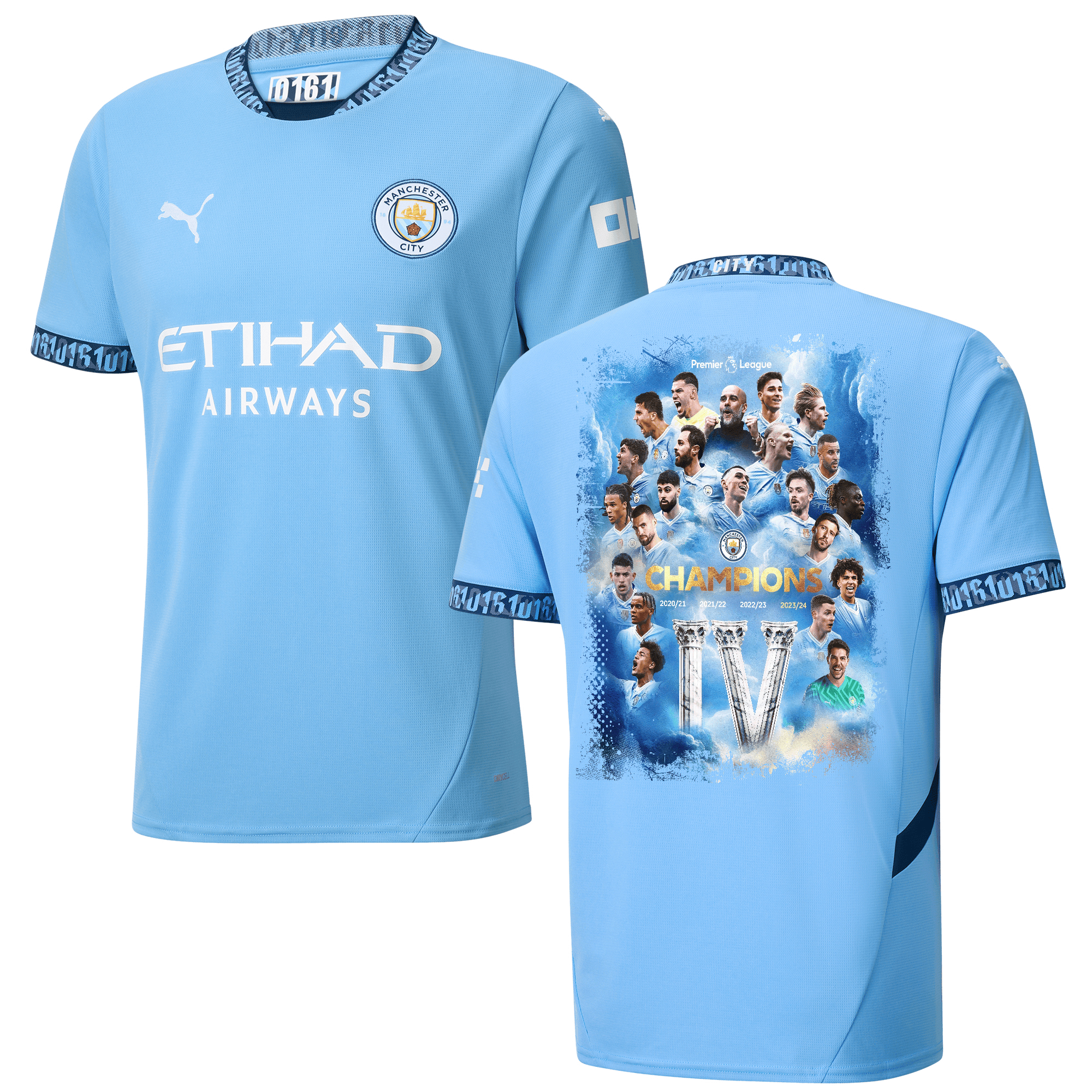 Manchester City 2024/25 Premier League Champions Home Men Jersey – Light Blue