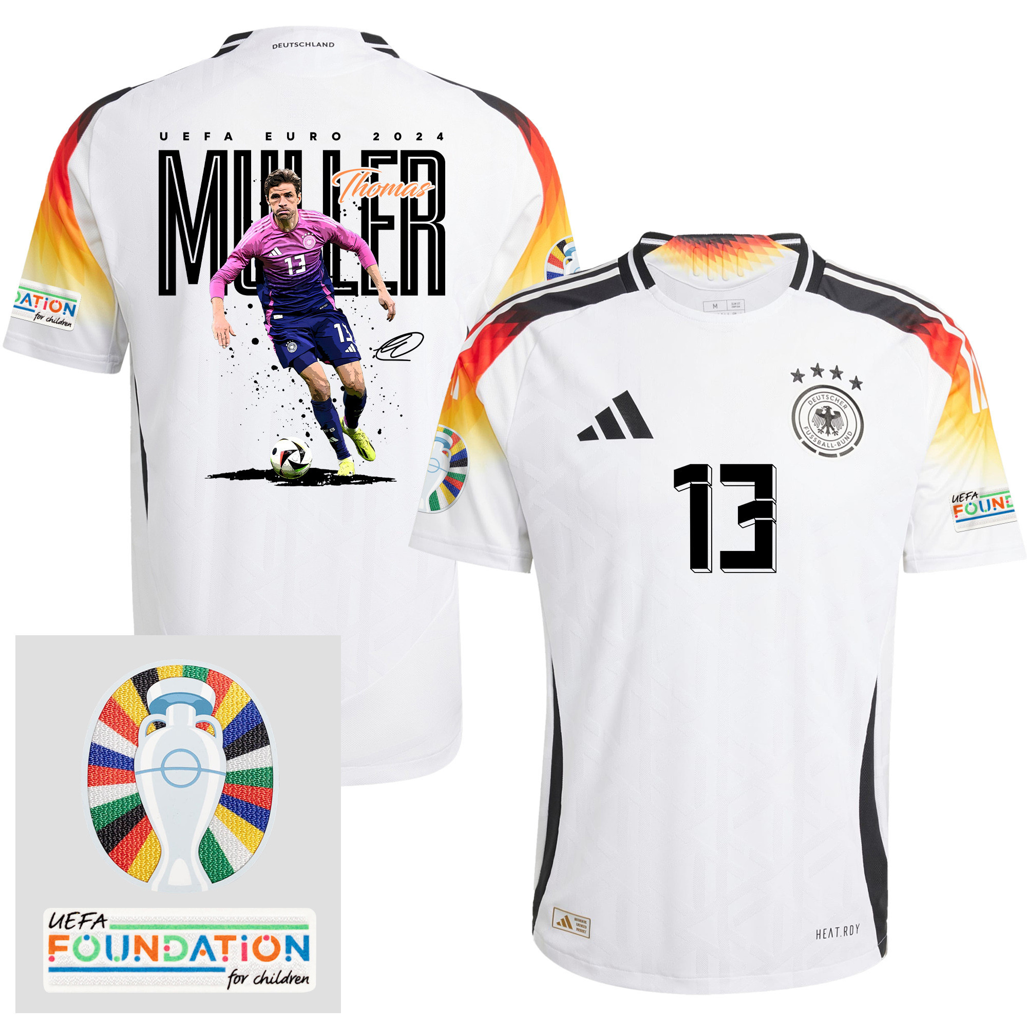 Thomas Mller 13 Euro 2024 Football Superstar Germany 2024/25 Men Home Jersey – UEFA Foundation Patch