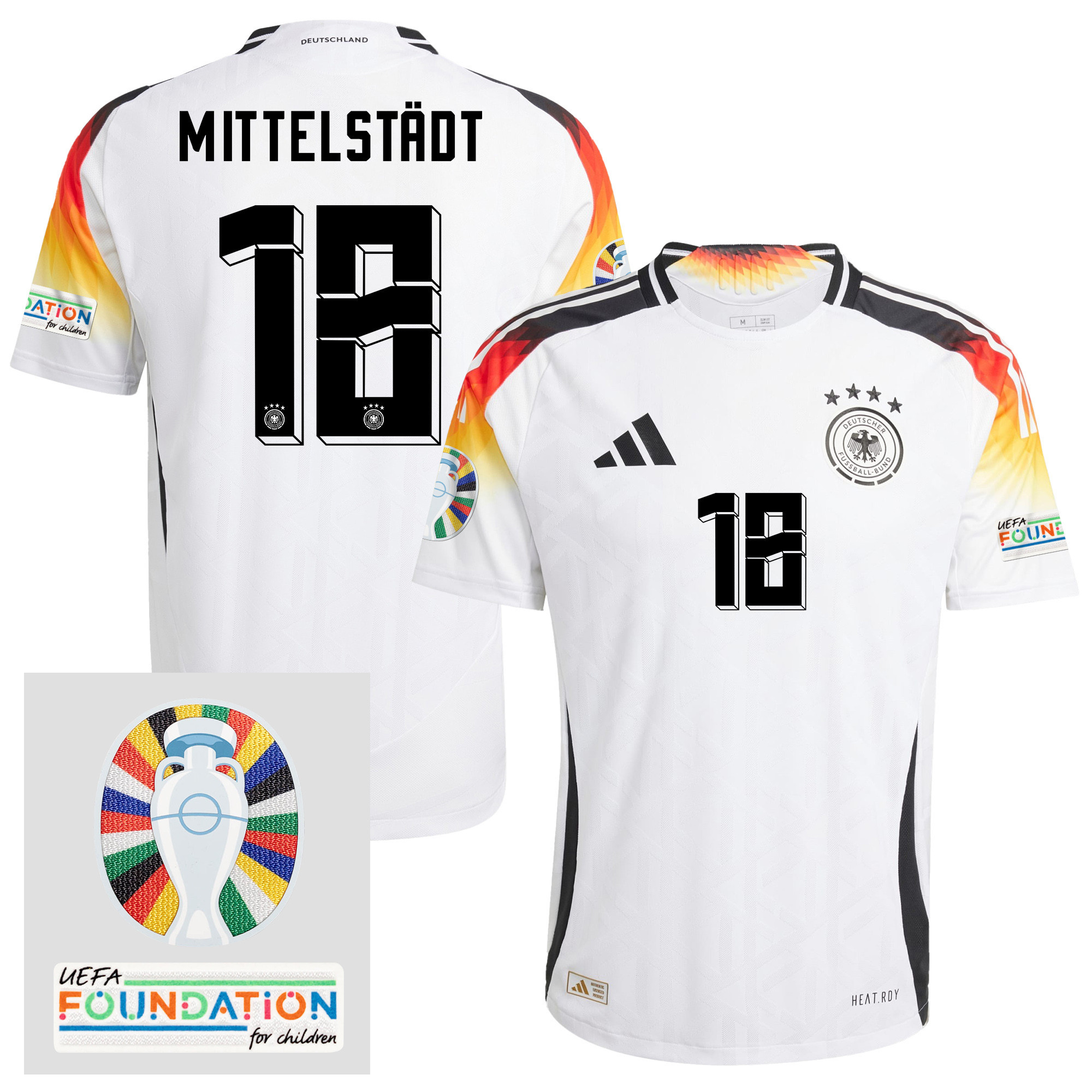 Maximilian Mittelstdt 18 Germany 2024/25 Home Jersey – Euro UEFA Patch – Men, White