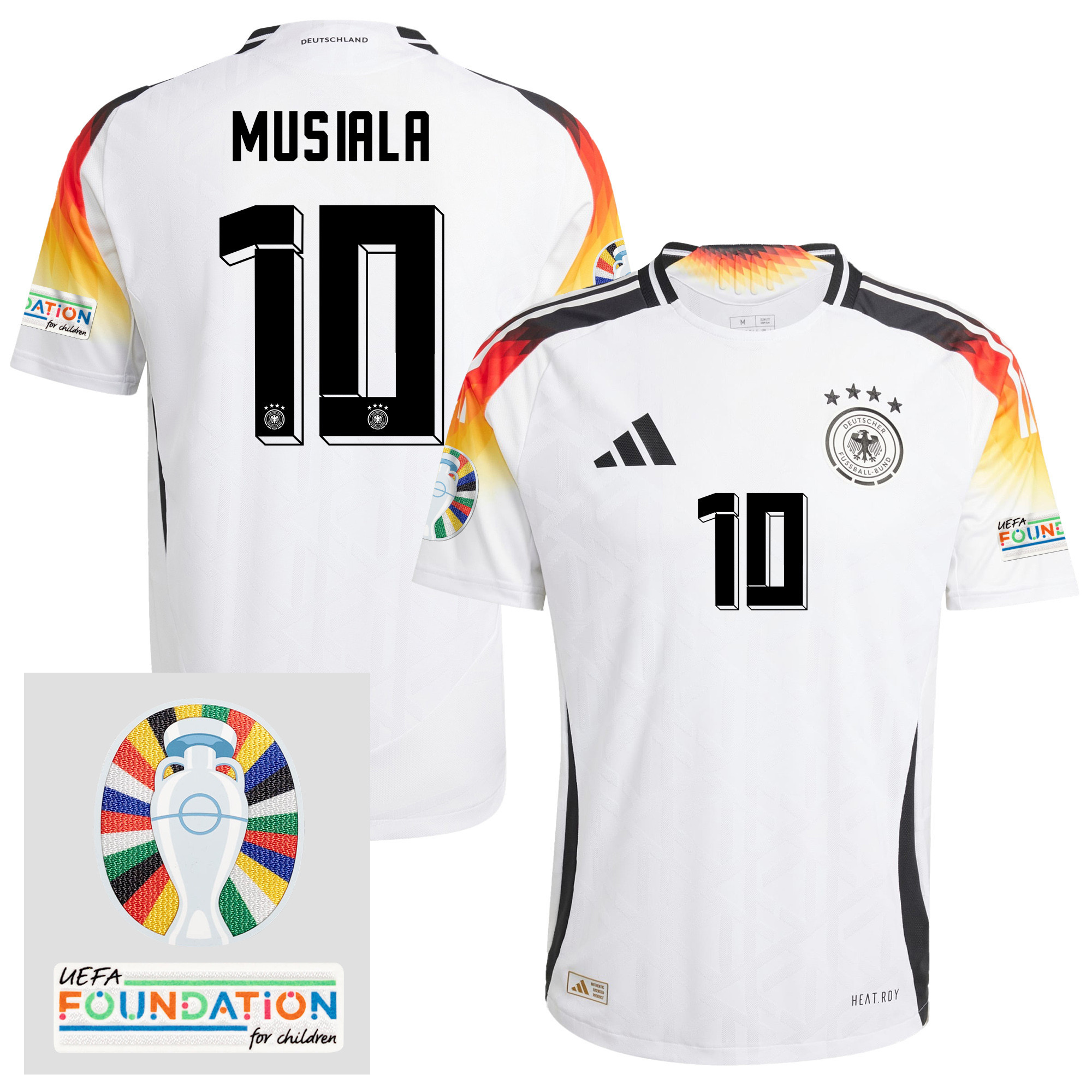 Jamal Musiala 10 Germany 2024/25 Home Jersey – Euro UEFA Patch – Men, White