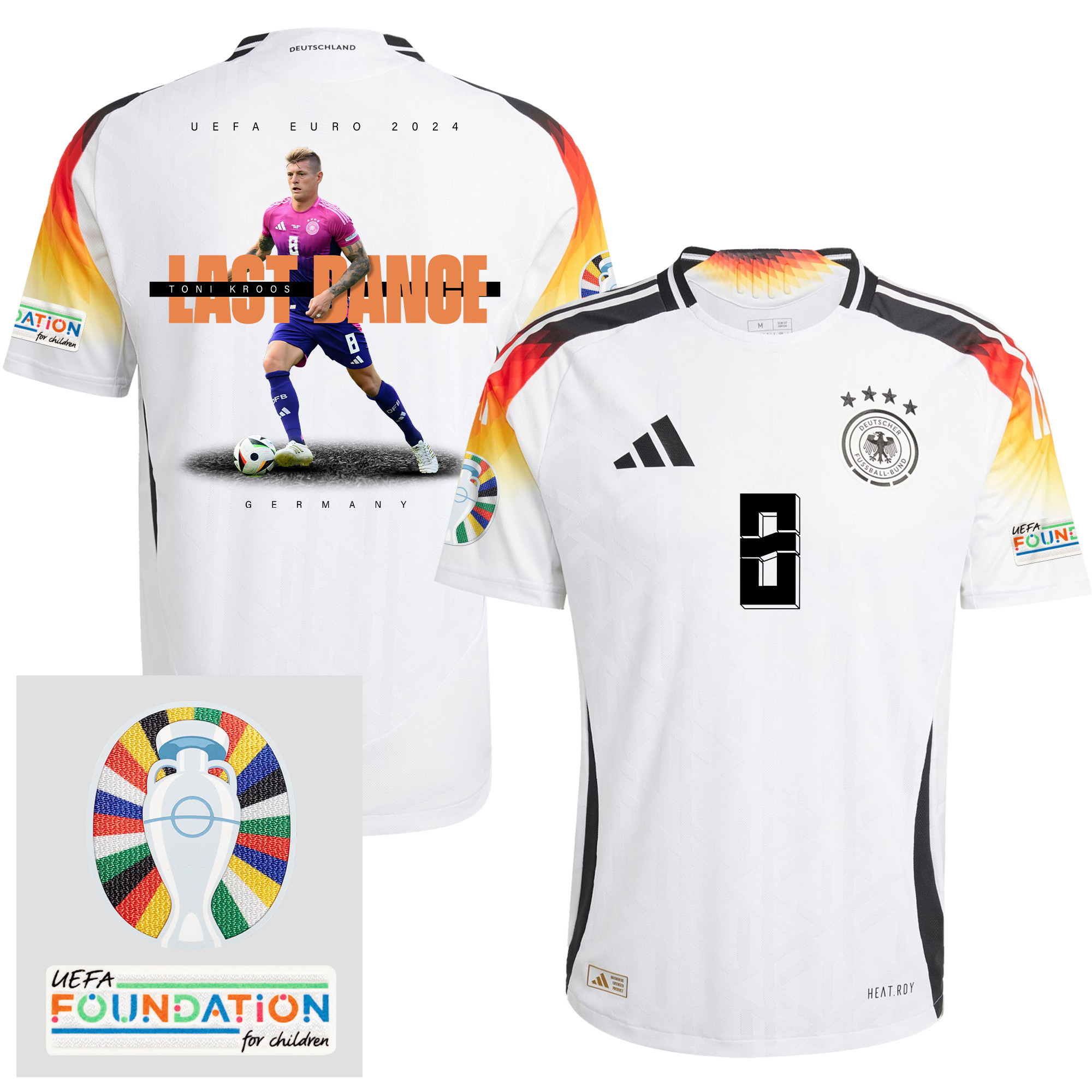 Toni Kroos 8 and The Final Kick On The Pitch Germany 2024/25 Home Jersey – Men – UEFA Foundation Patch