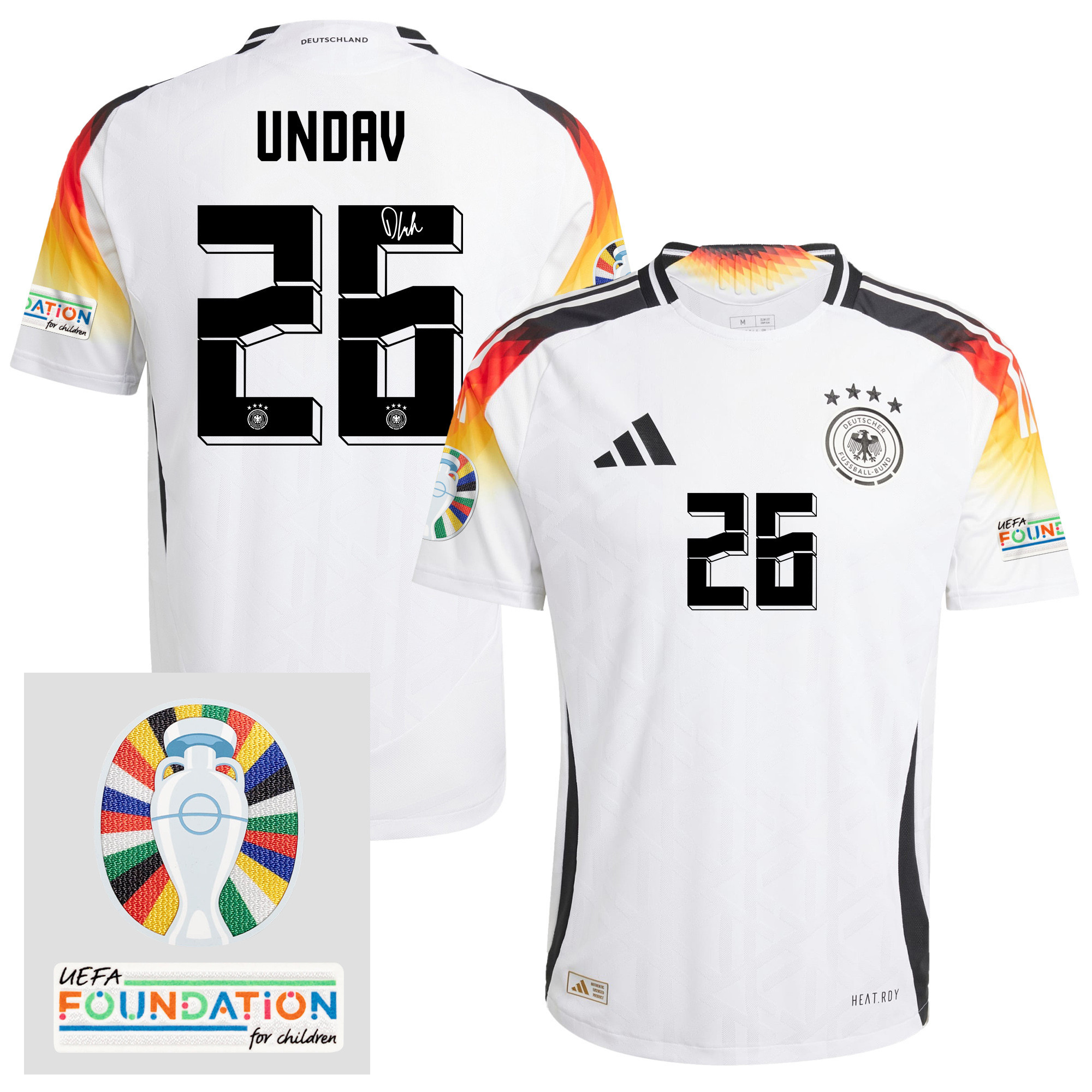Deniz Undav 26 Signed Germany 2024/25 Home Jersey – Autographed, Euro UEFA Patch – Men, White