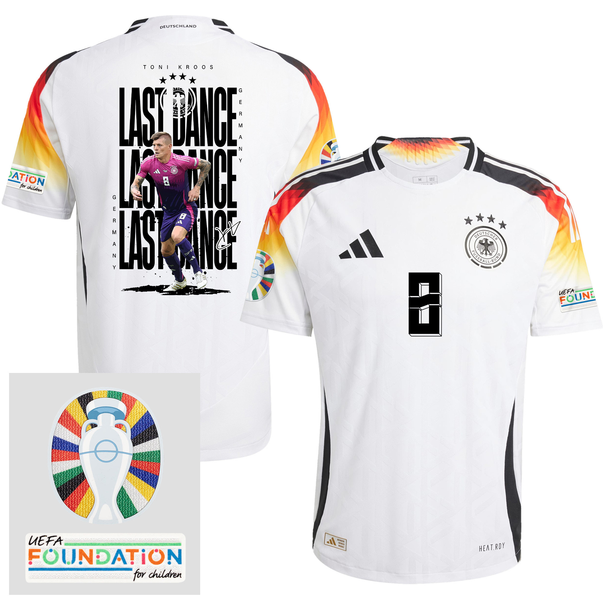 Toni Kroos 8 The Last Dance On The Pitch Germany 2024/25 Home Jersey – Men – UEFA Foundation Patch