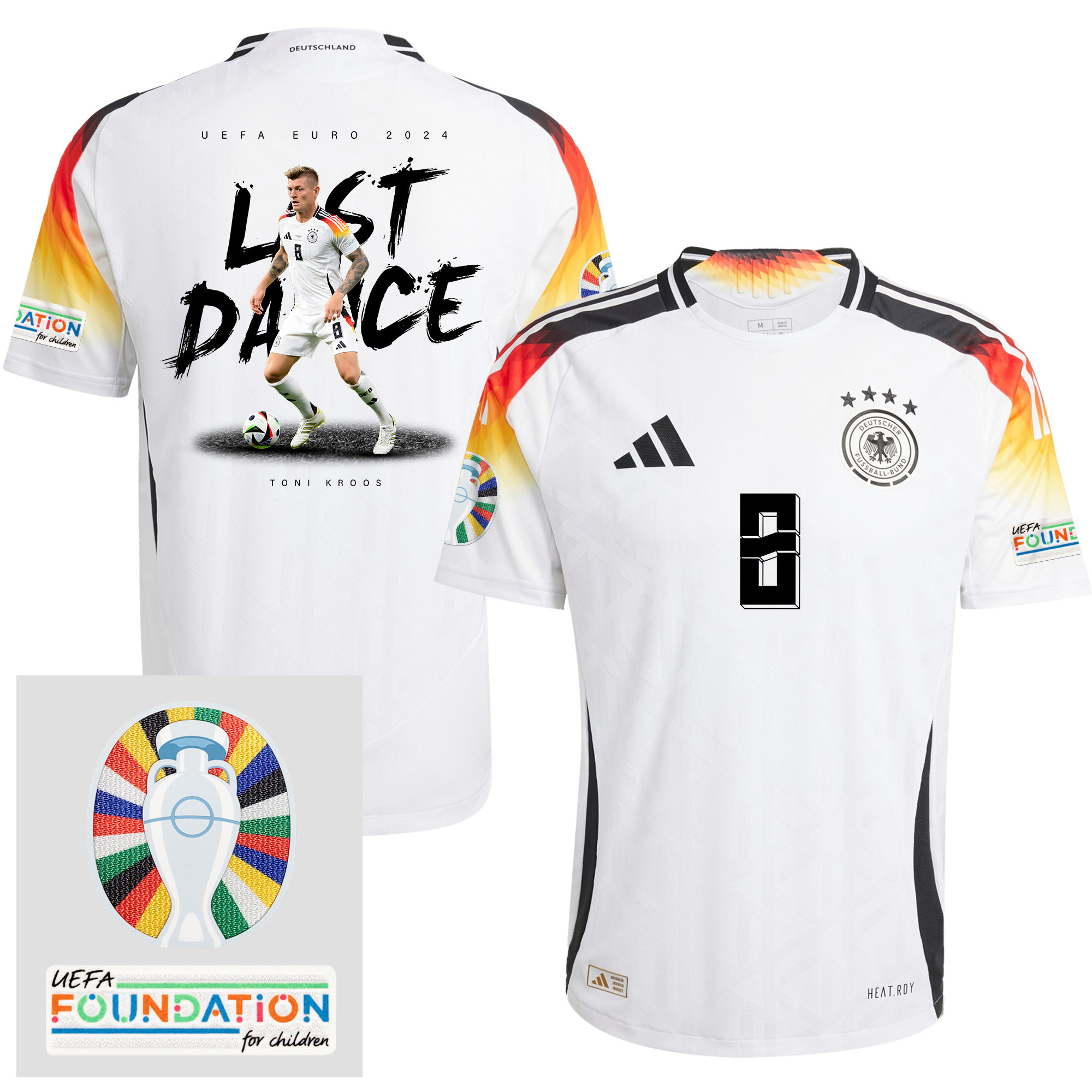 Toni Kroos 8 Last Dance of a Legend Germany 2024/25 Home Jersey – Men, White – UEFA Foundation Patch