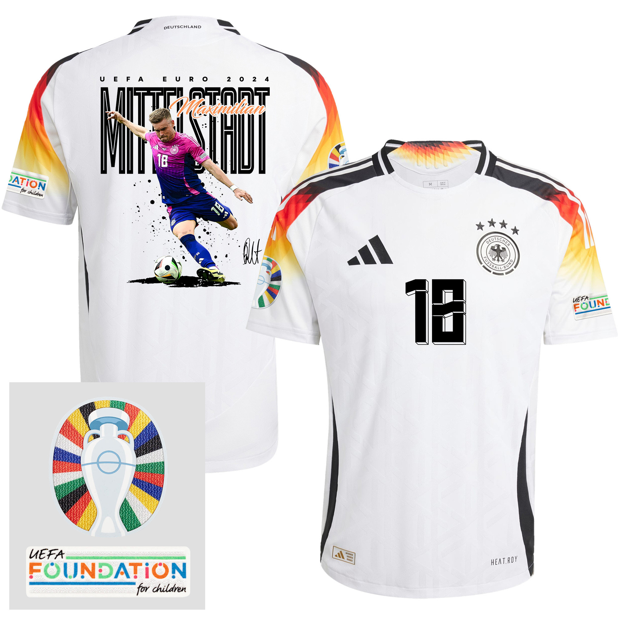 Maximilian Mittelstdt 18 Football Icon Germany 2024/25 Men Home Jersey – UEFA Foundation Patch