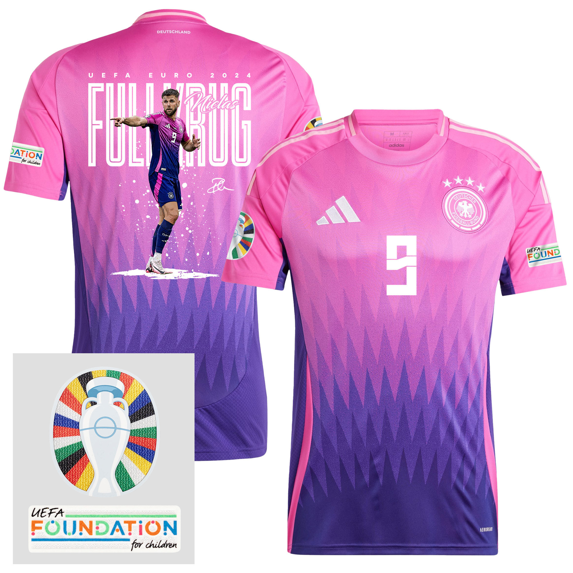 Niclas Fllkrug 9 Football Icon Germany 2024/25 Men Away Jersey – UEFA Foundation Patch