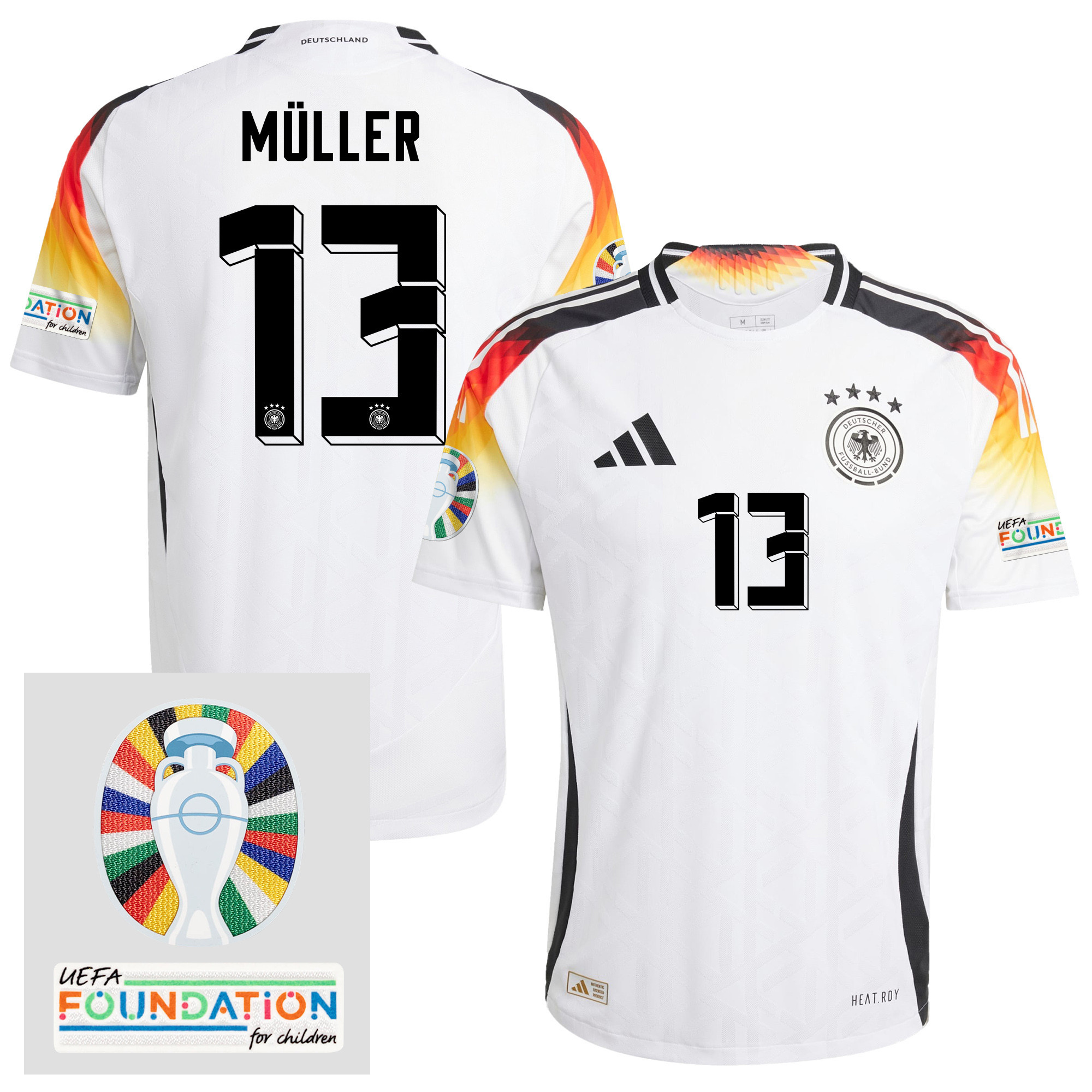 Thomas Mller 13 Germany 2024/25 Home Jersey – Euro UEFA Patch – Men, White