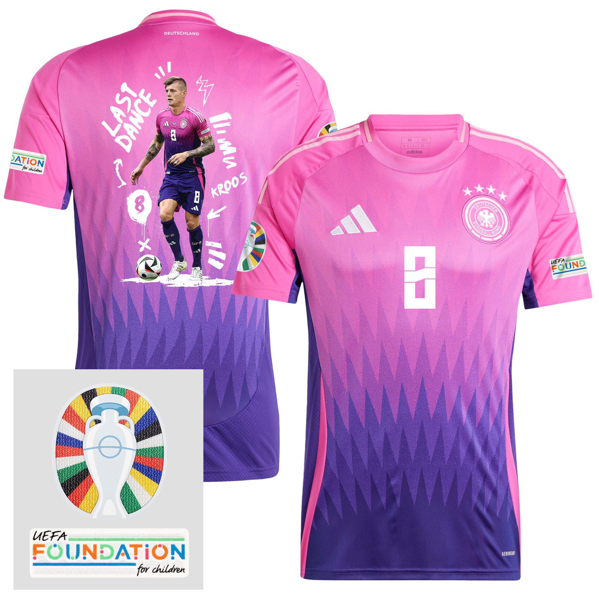 Toni Kroos 8 Farewell to Football Germany 2024/25 Away Jersey – Men – UEFA Foundation Patch
