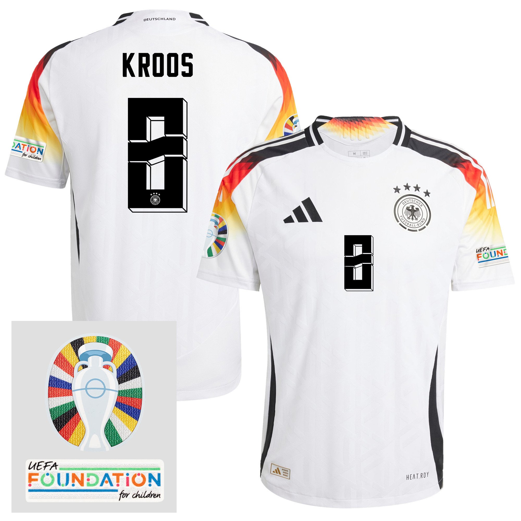 Toni Kroos 8 Germany 2024/25 Home Jersey – Euro UEFA Patch – Men, White