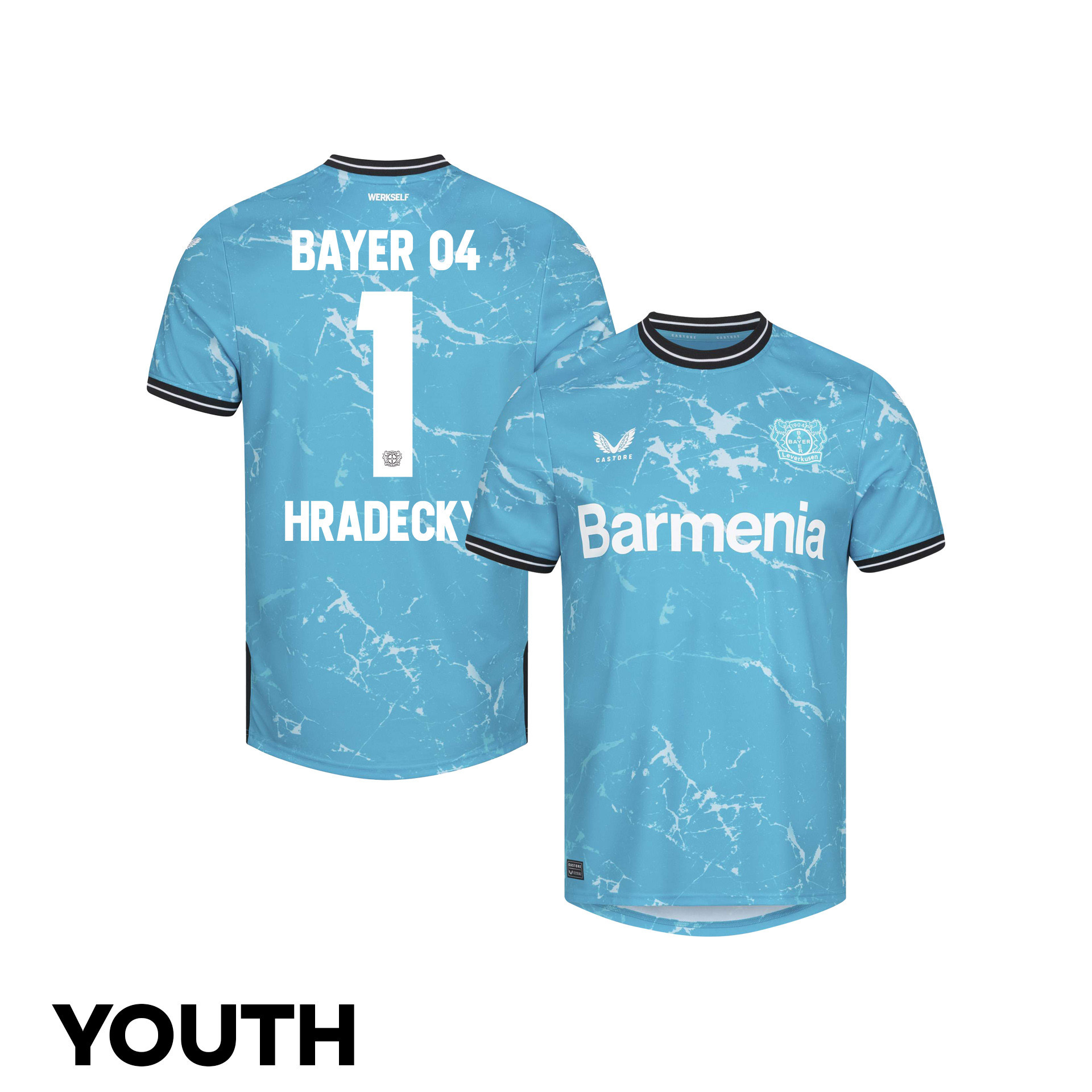 Lukas Hradecky 1 Bayer 04 Leverkusen 2023/24 Youth Alternate Jersey – Blue