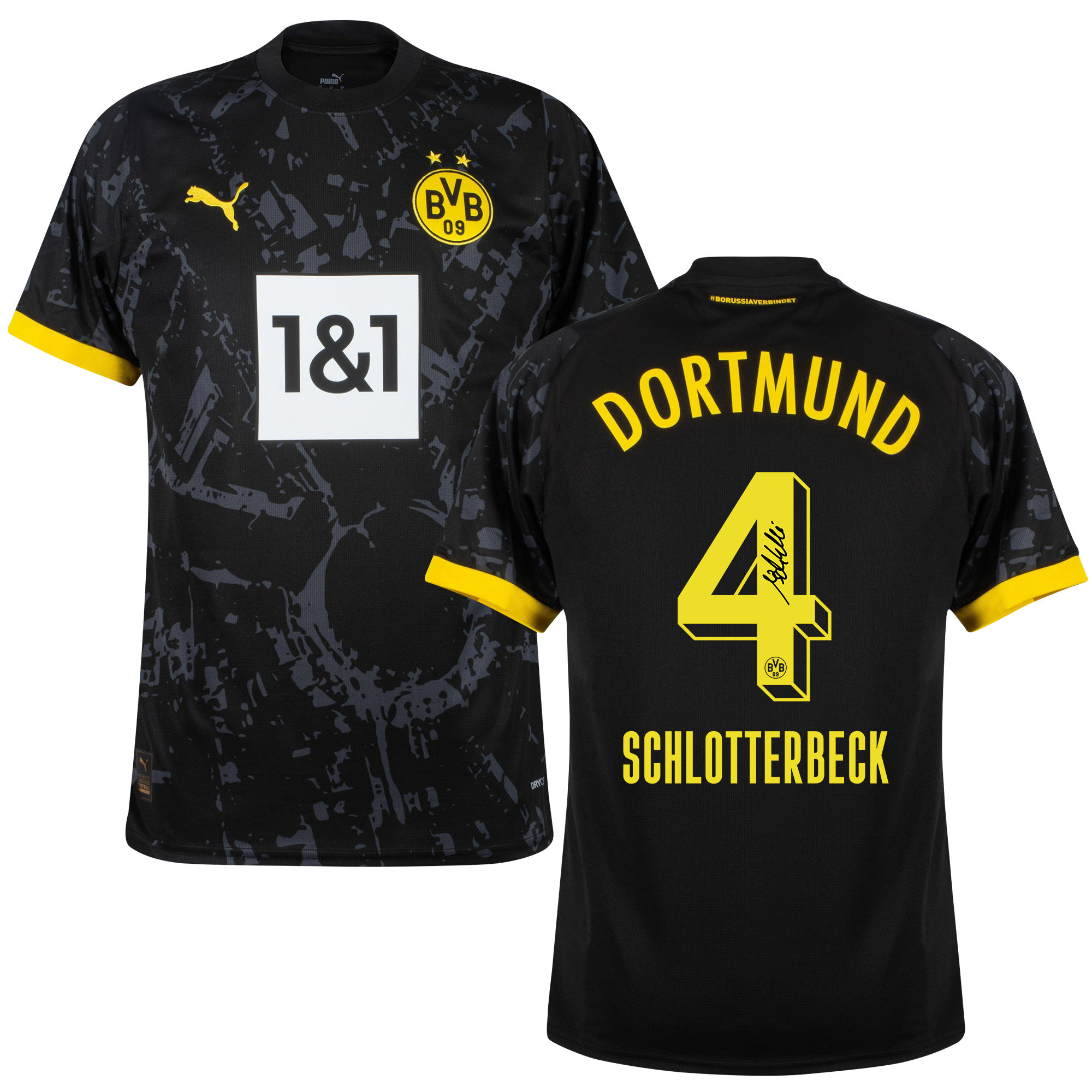 Nico Schlotterbeck 4 Signed Borussia Dortmund 2023/24 Away Jersey Autographed – Men, Black