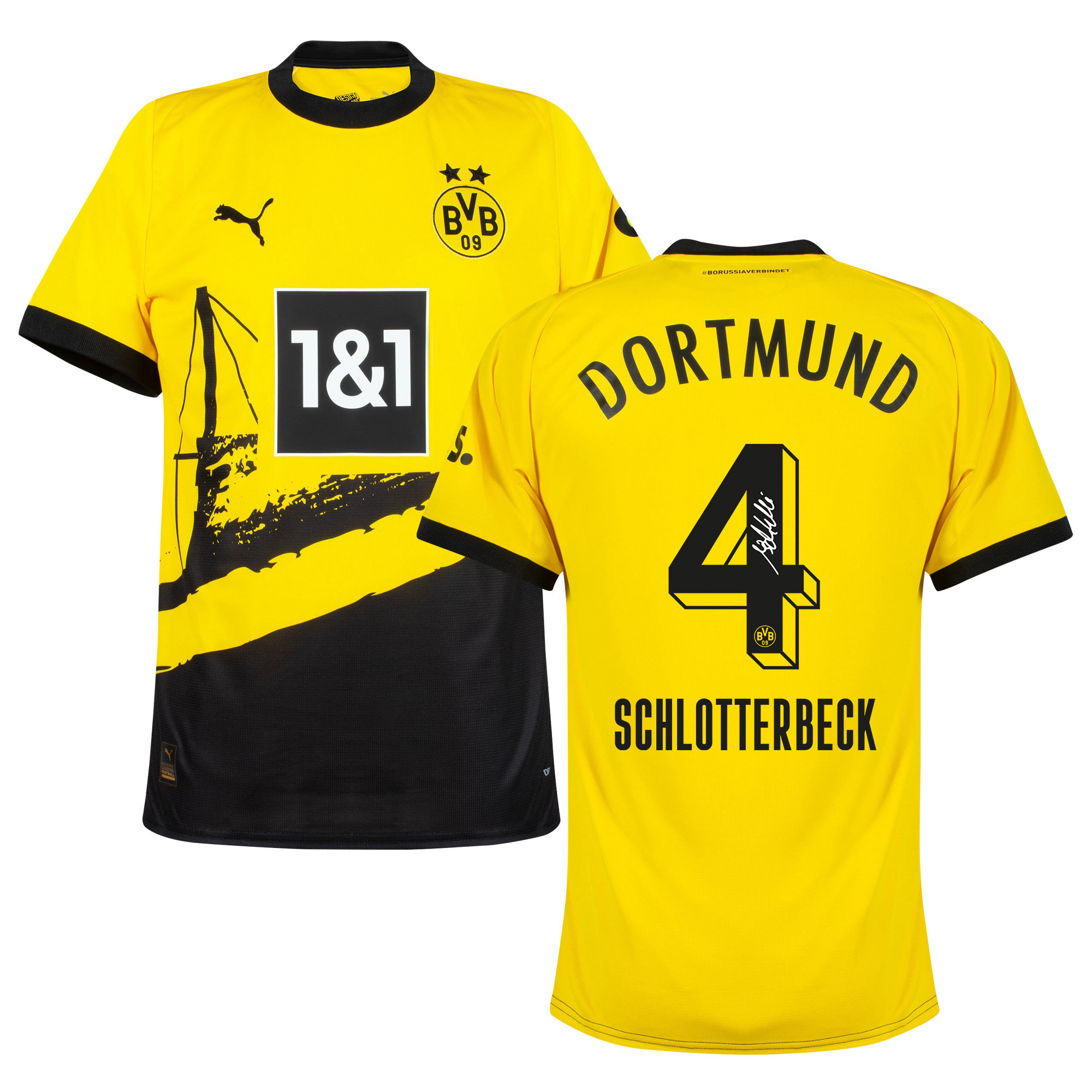 Nico Schlotterbeck 4 Signed Borussia Dortmund 2023/24 Home Jersey Autographed – Men