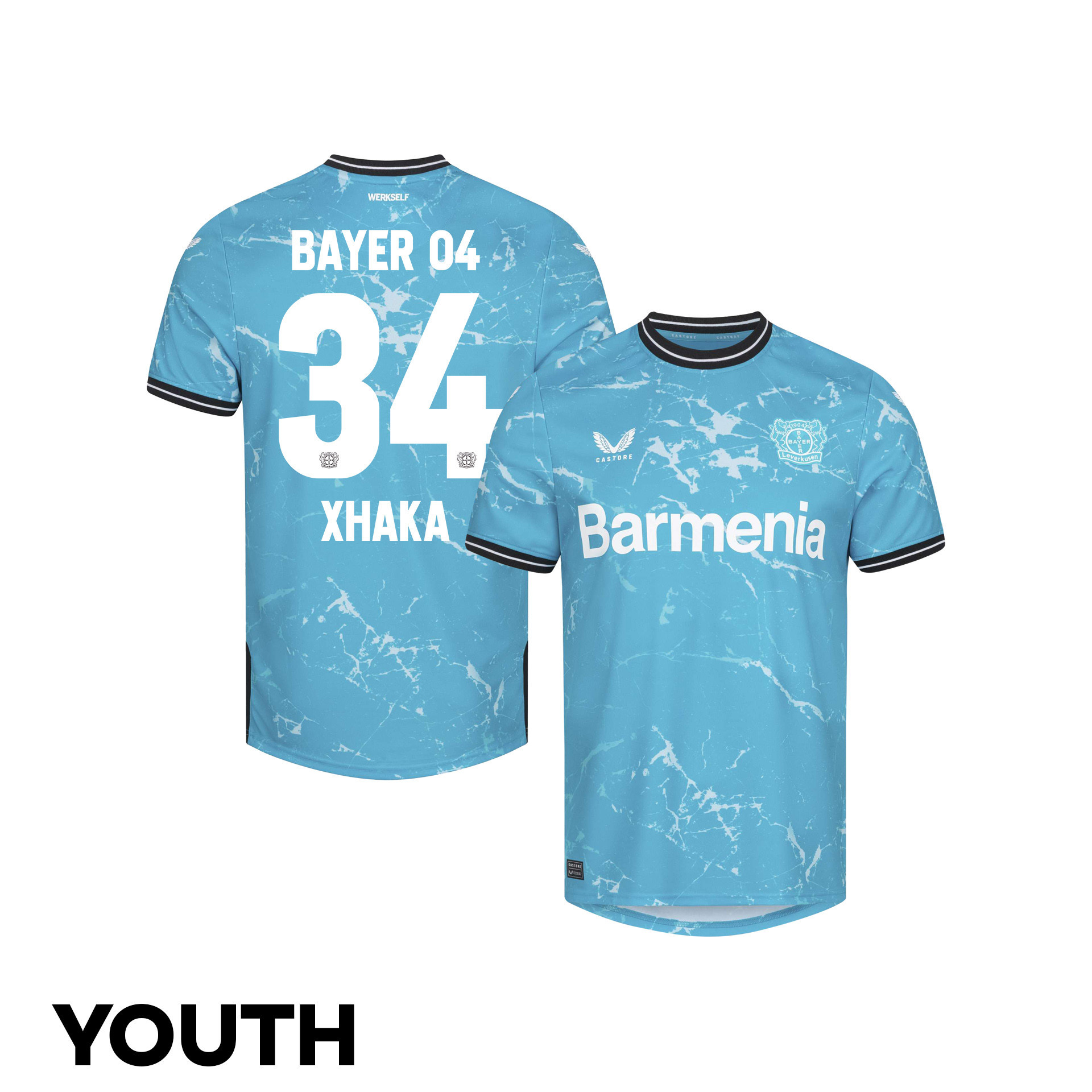 Granit Xhaka 34 Bayer 04 Leverkusen 2023/24 Youth Alternate Jersey – Blue