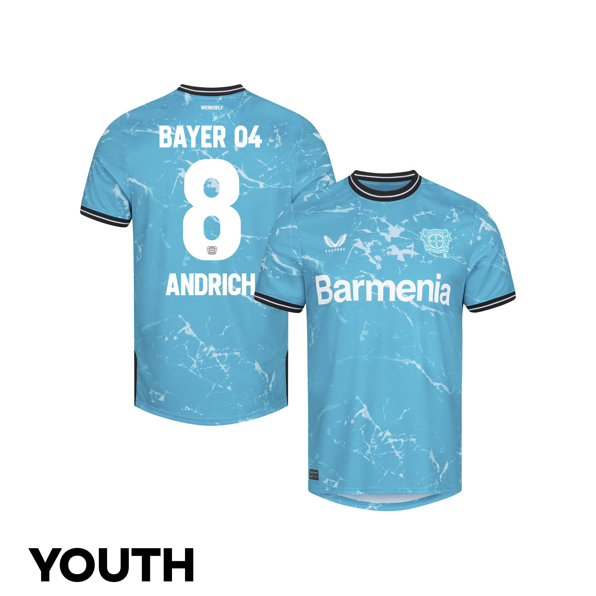 Robert Andrich 8 Bayer 04 Leverkusen 2023/24 Youth Alternate Jersey – Blue