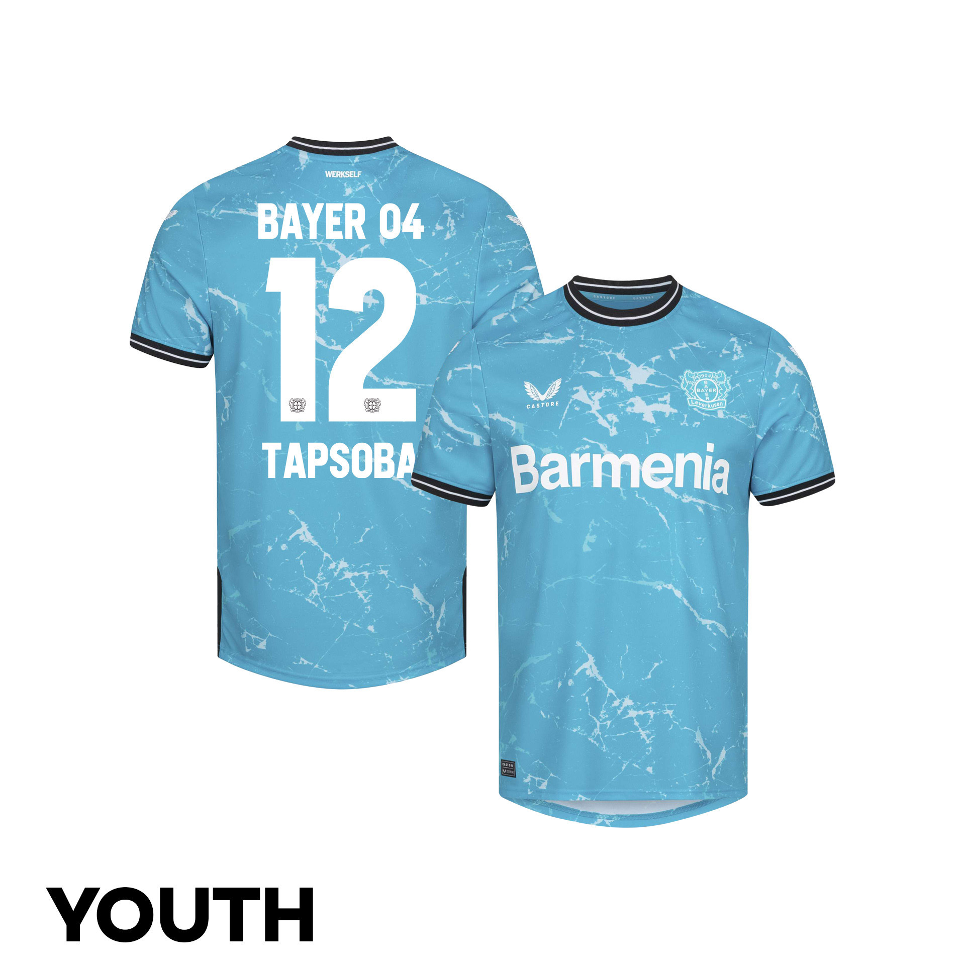 Edmond Tapsoba 12 Bayer 04 Leverkusen 2023/24 Youth Alternate Jersey – Blue