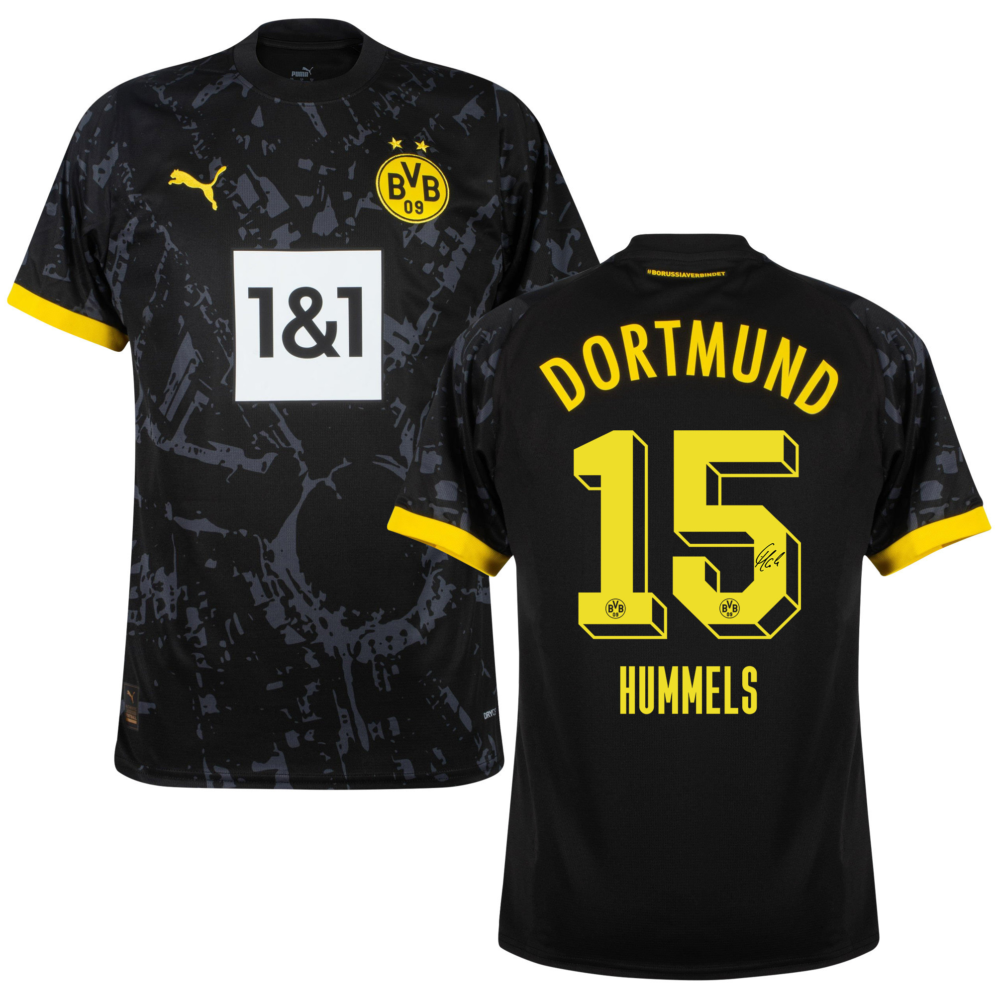 Mats Hummels 15 Signed Borussia Dortmund 2023/24 Away Jersey Autographed – Men, Black
