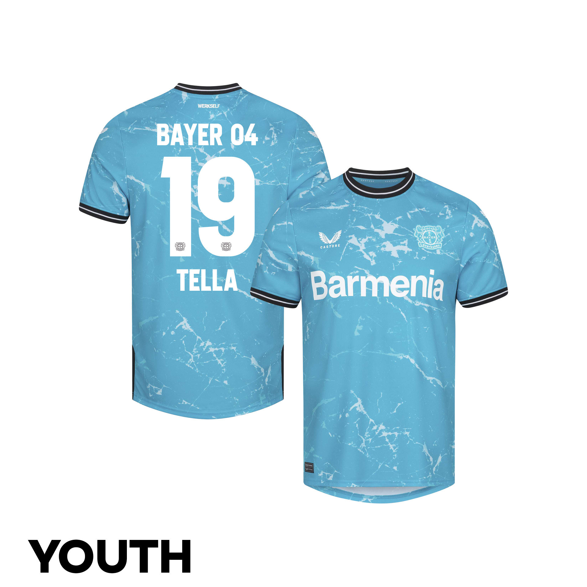 Nathan Tella 19 Bayer 04 Leverkusen 2023/24 Youth Alternate Jersey – Blue