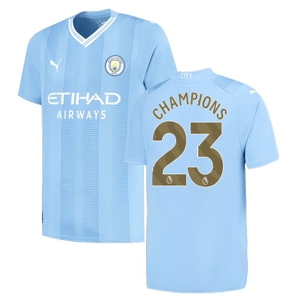 Manchester City Premier League 2023/24 Champions Home Men Jersey – Light Blue