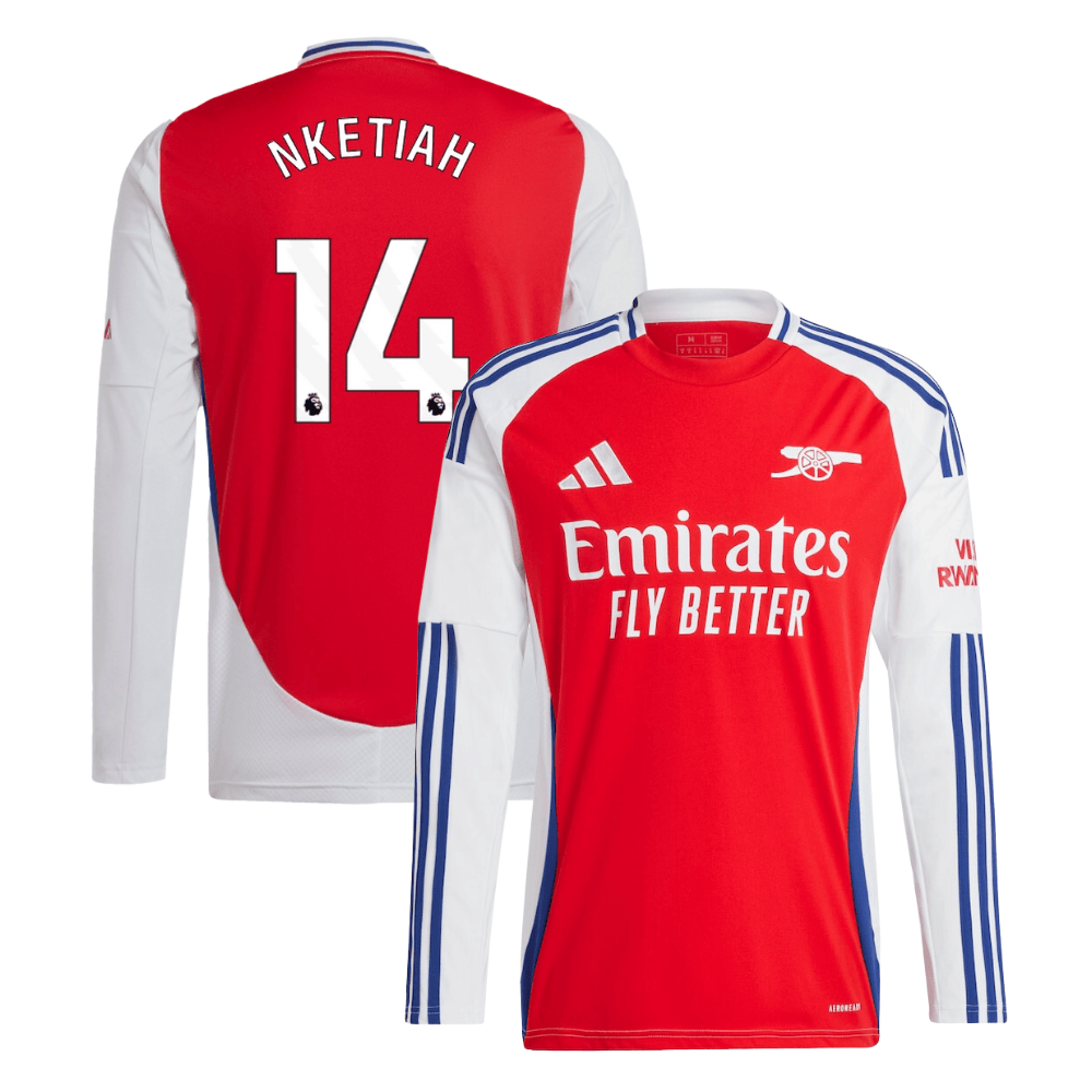 Eddie Nketiah 14 Arsenal 2024/25 Home Long Sleeve Men Jersey – Red