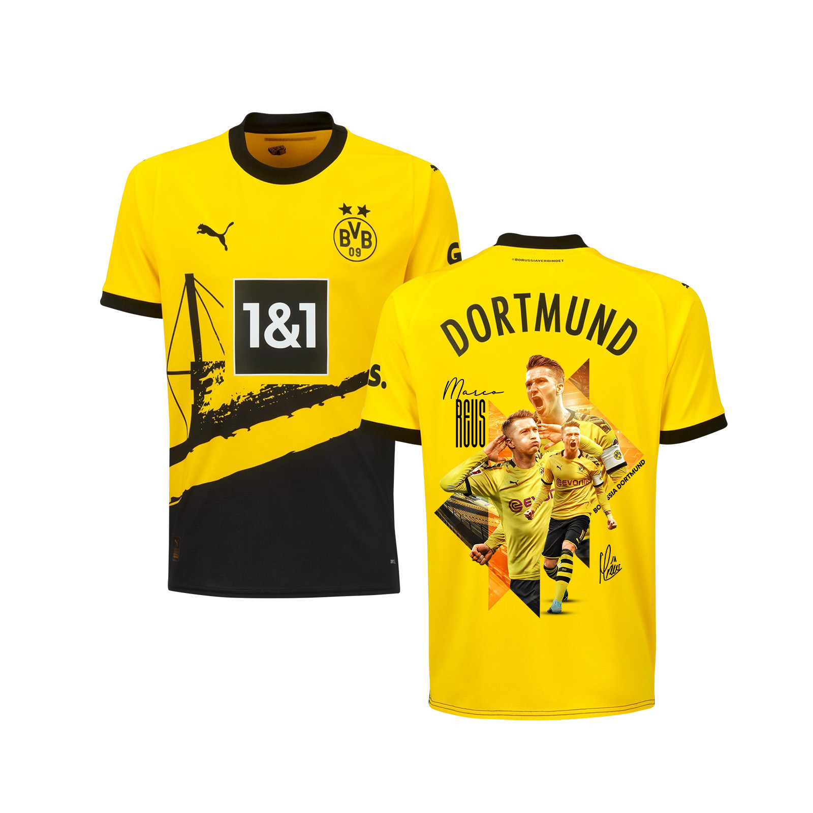 Marco Reus 11 Signed Cheering Borussia Dortmund 2023/24 Home Jersey Autographed – YOUTH, Yellow