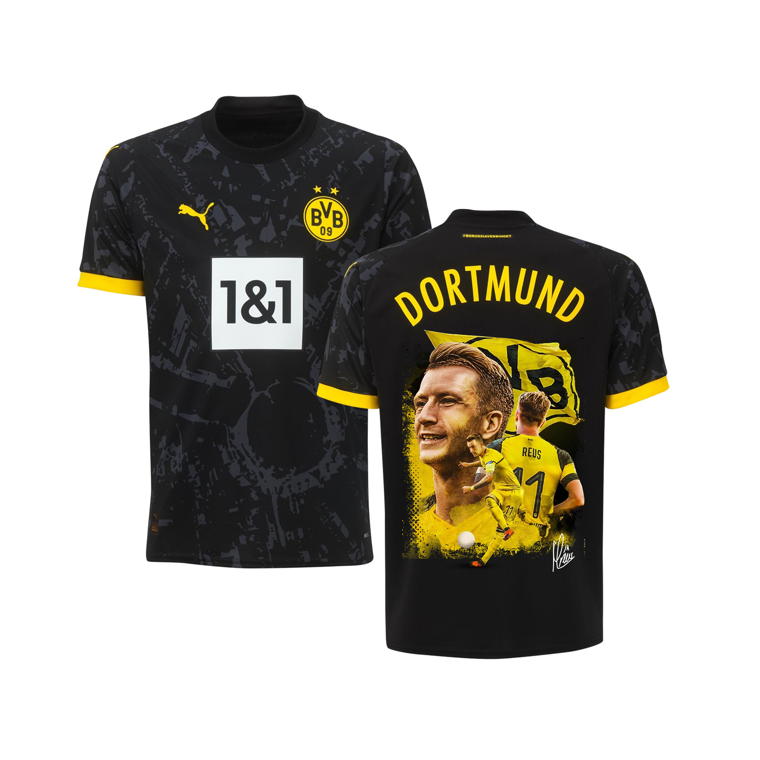 Marco Reus 11 Signed Thanks For Your Contribution Borussia Dortmund 2023/24 Away Jersey Autographed – YOUTH, Black