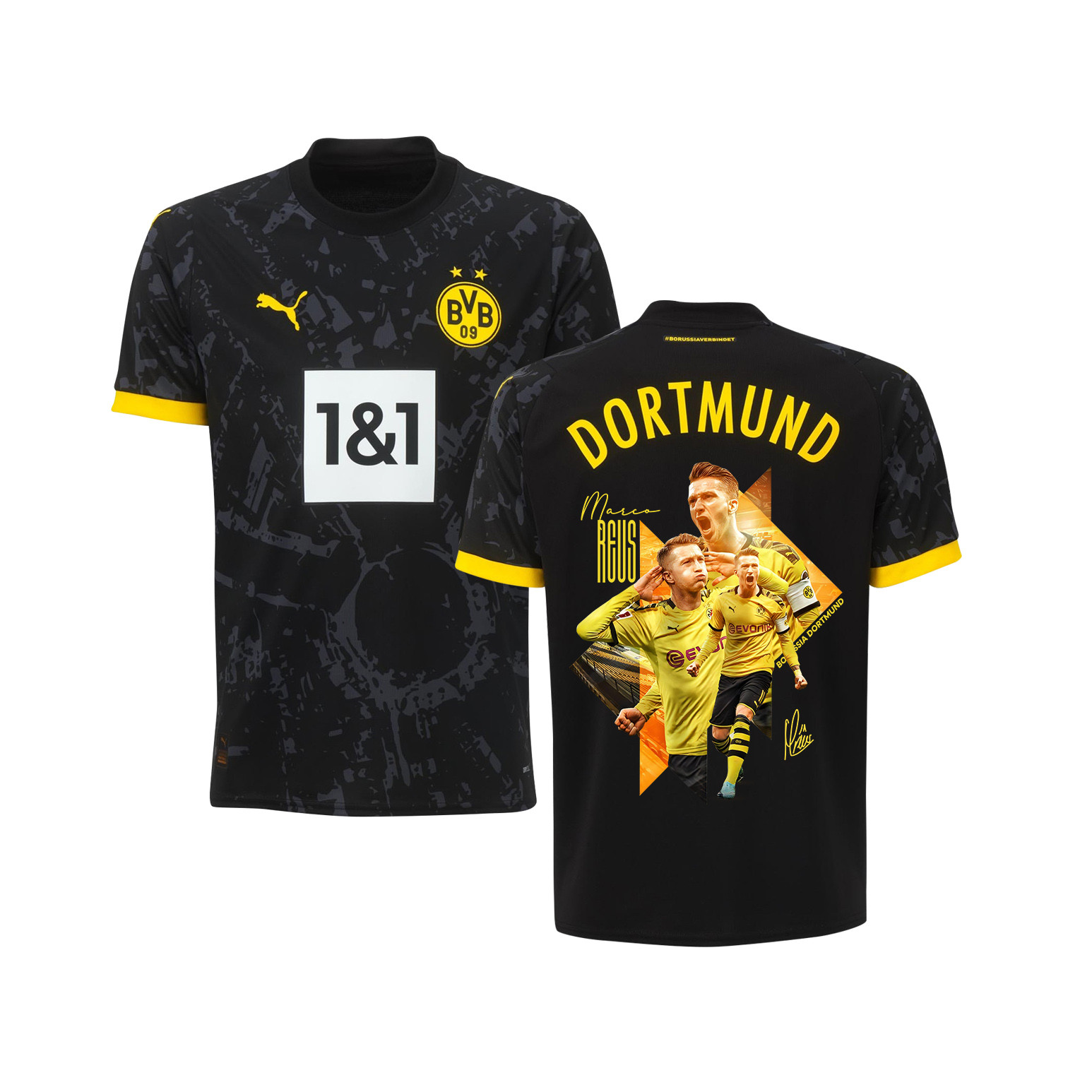 Marco Reus 11 Signed Cheering Borussia Dortmund 2023/24 Away Jersey Autographed – YOUTH, Black