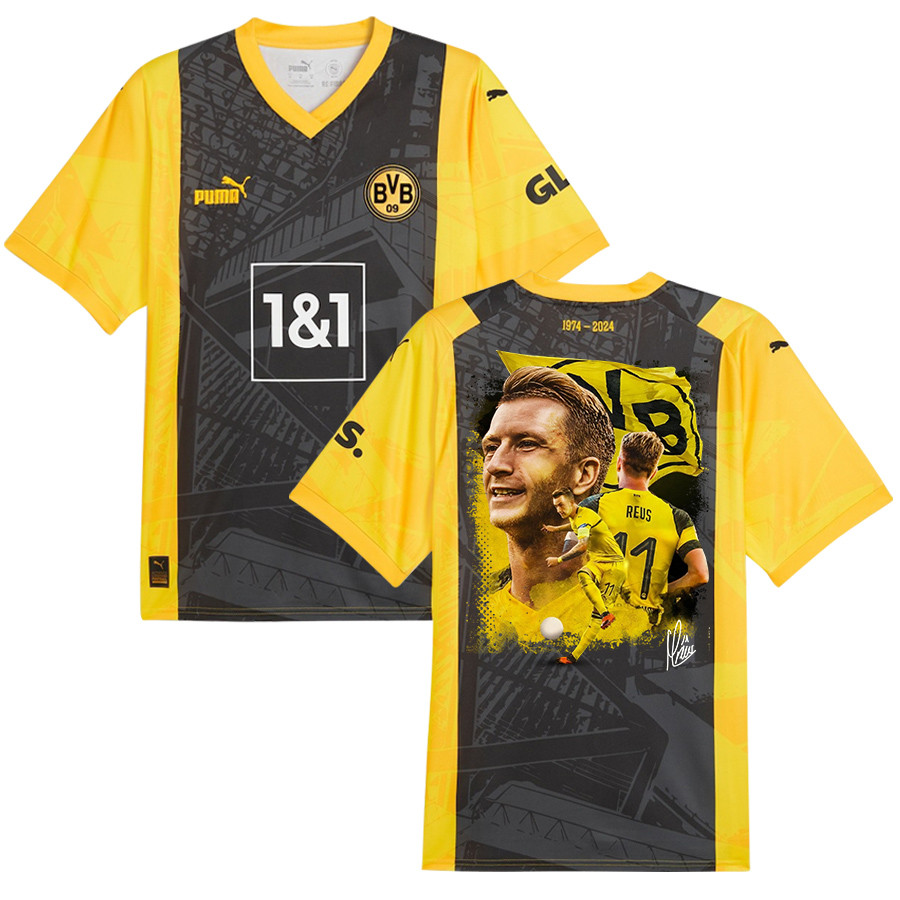 Marco Reus 11 Signed Thanks For Your Contribution Borussia Dortmund Special Edition Jersey Autographed – Men, Yellow