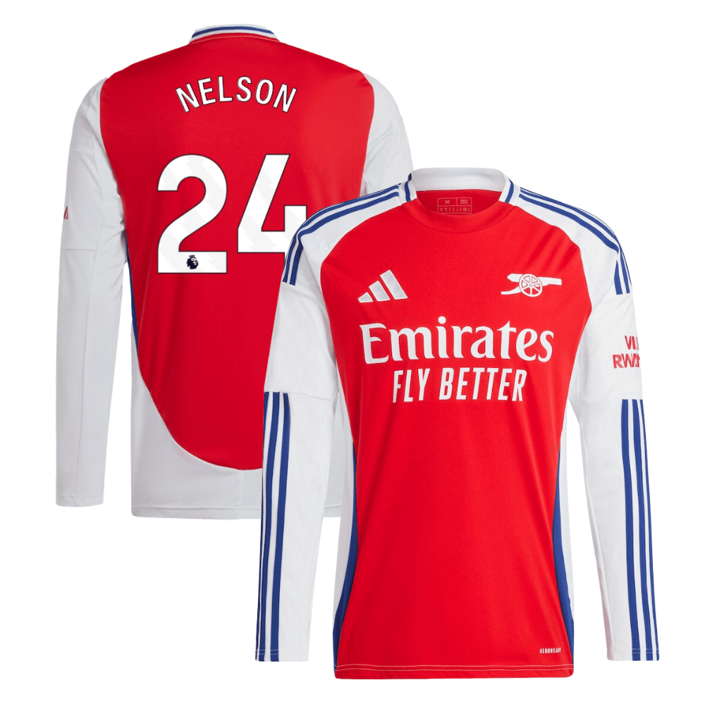 Reiss Nelson 24 Arsenal 2024/25 Home Long Sleeve Men Jersey – Red
