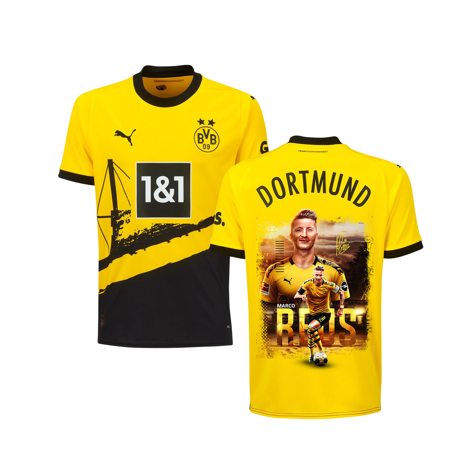 Marco Reus 11 Signed Collage Art Borussia Dortmund 2023/24 Home Jersey Autographed – YOUTH, Yellow