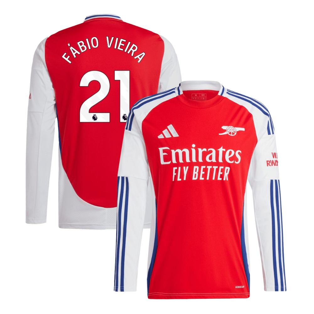 Fbio Vieira 21 Arsenal 2024/25 Home Long Sleeve Men Jersey – Red