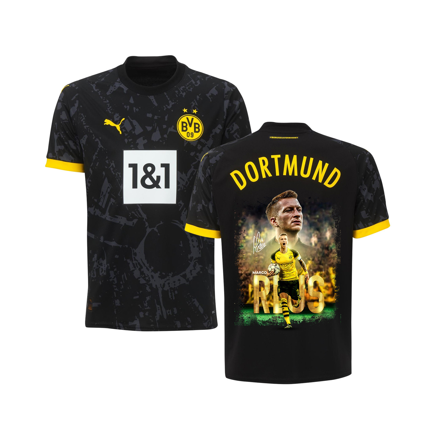 Marco Reus 11 Signed 12 Years Of Dedication Borussia Dortmund 2023/24 Away Jersey Autographed – YOUTH, Black