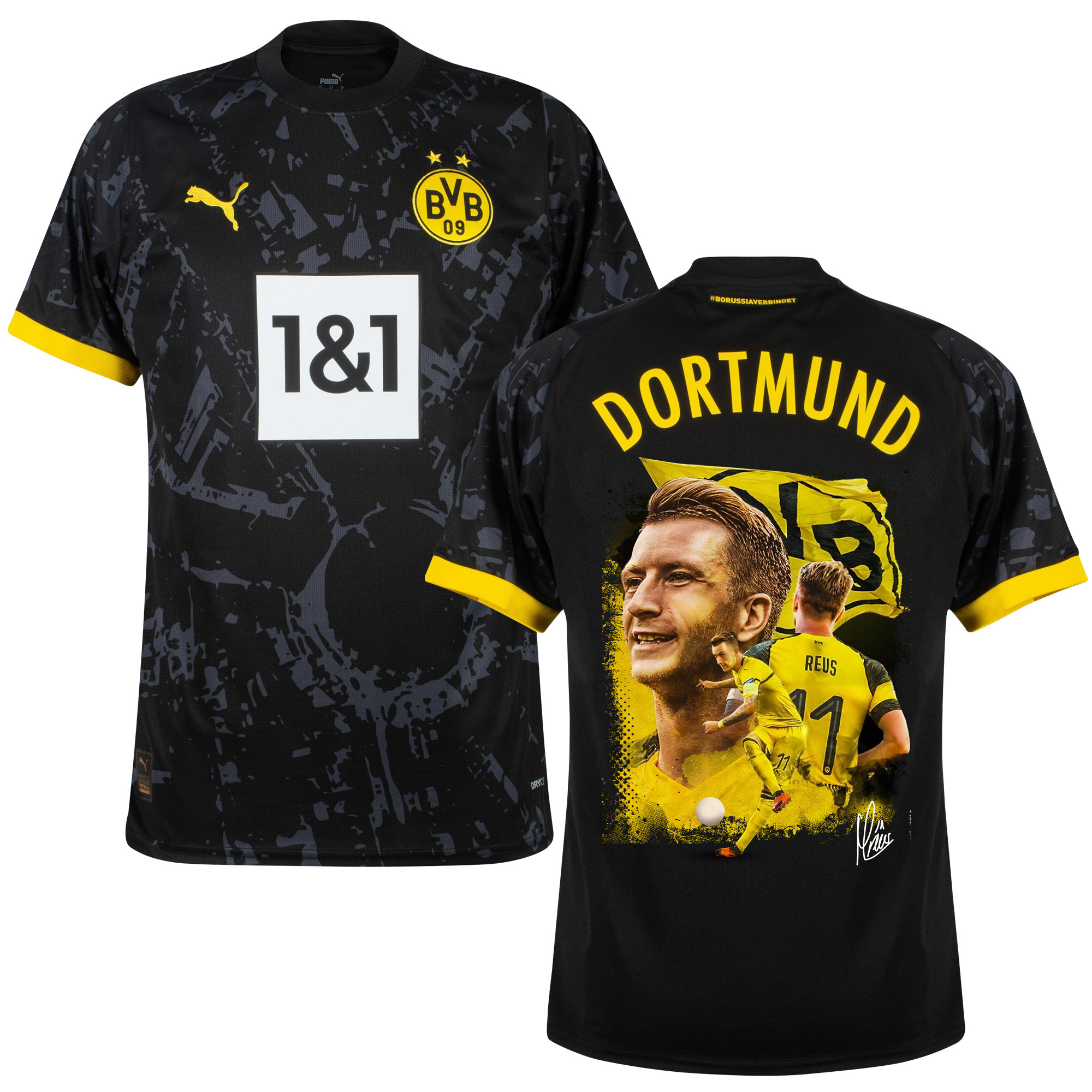 Marco Reus 11 Signed Thanks For Your Contribution Borussia Dortmund 2023/24 Away Jersey Autographed – Men, Black