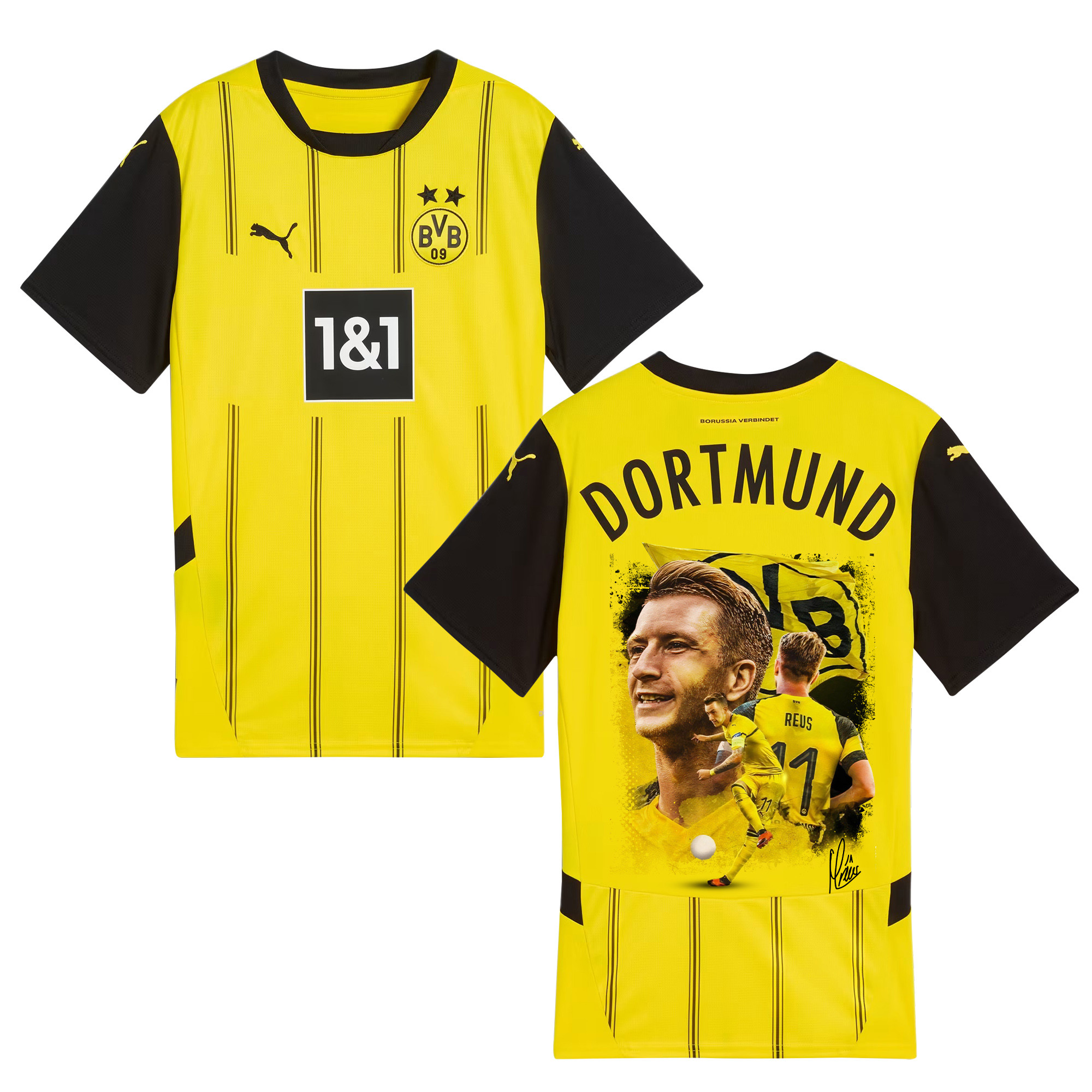 Marco Reus 11 Signed Thanks For Your Contribution Borussia Dortmund 2024/25 Home Jersey Autographed – Men, Yellow