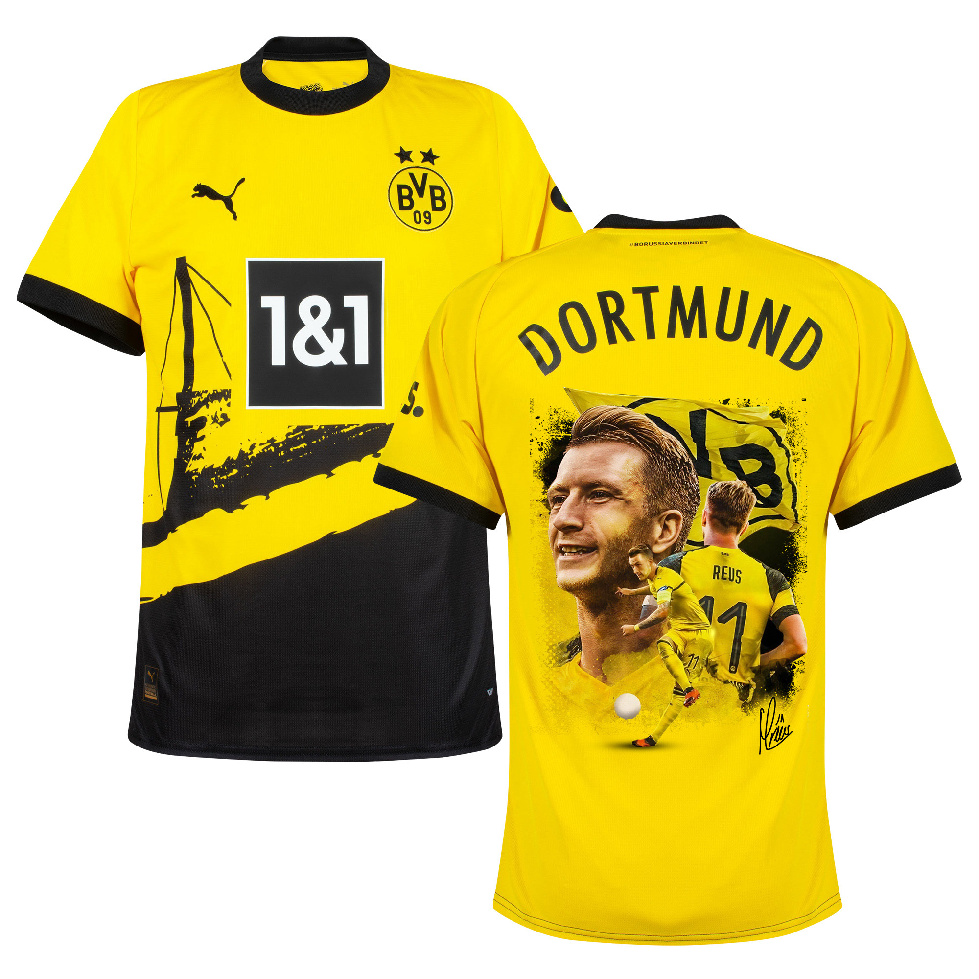 Marco Reus 11 Signed Thanks For Your Contribution Borussia Dortmund 2023/24 Home Jersey Autographed – Men, Yellow