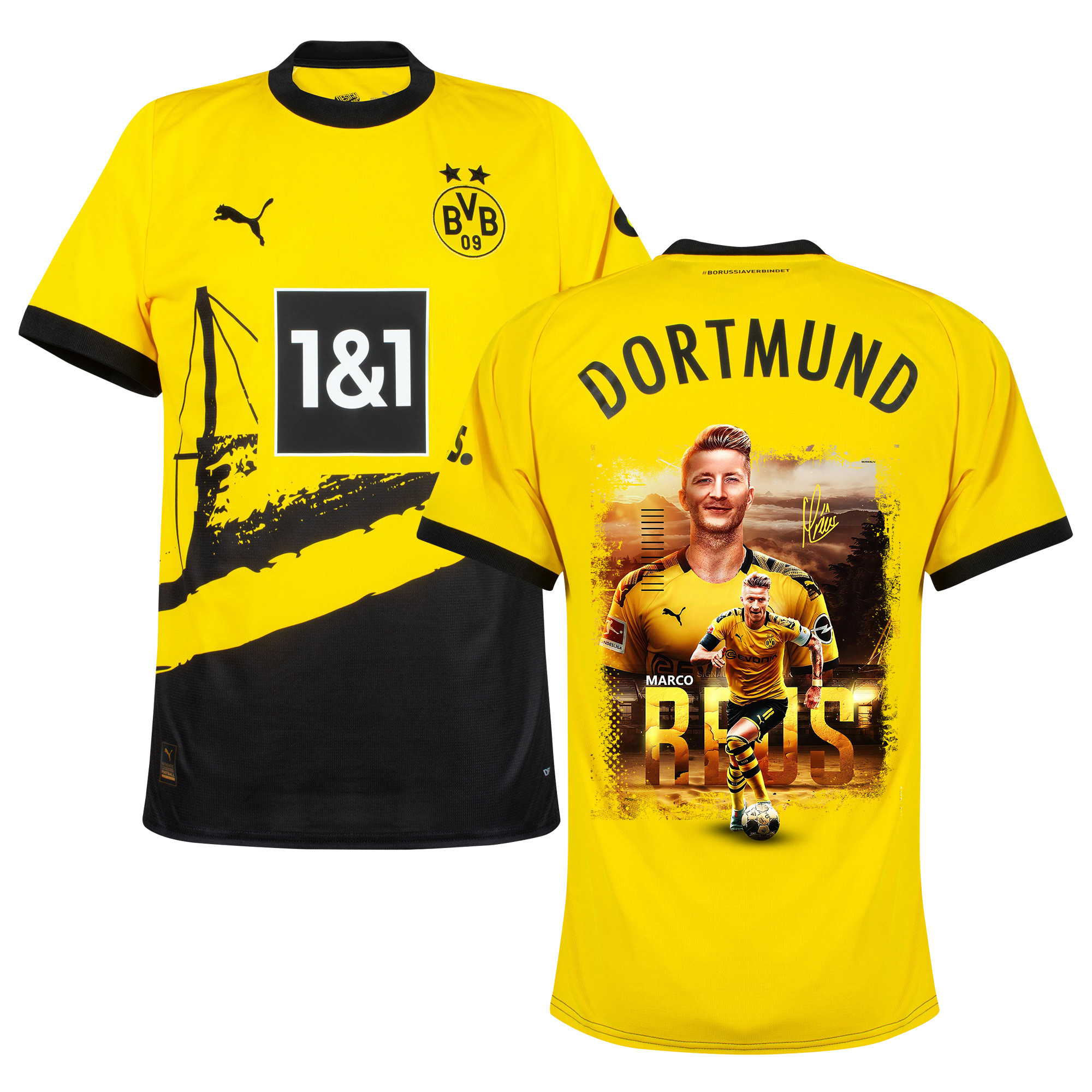 Marco Reus 11 Signed Collage Art Borussia Dortmund 2023/24 Home Jersey Autographed – Men, Yellow