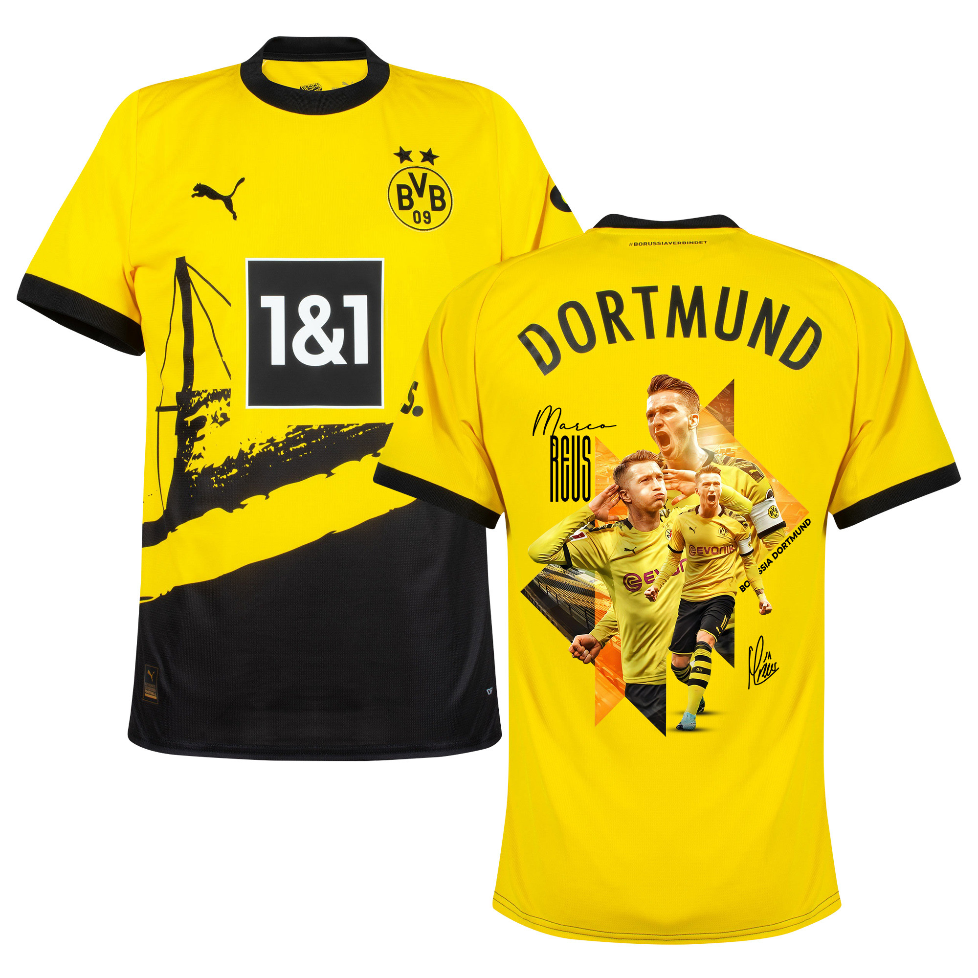 Marco Reus 11 Signed Cheering Borussia Dortmund 2023/24 Home Jersey Autographed – Men, Yellow