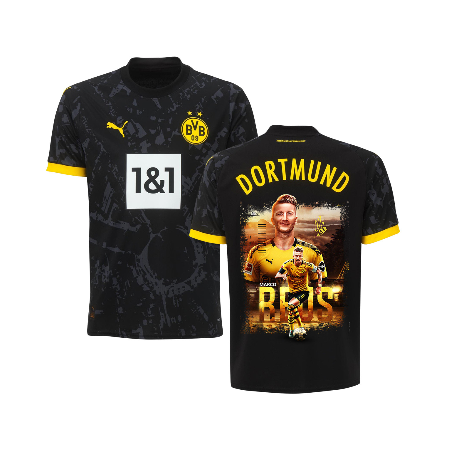 Marco Reus 11 Signed Collage Art Borussia Dortmund 2023/24 Away Jersey Autographed – YOUTH, Black