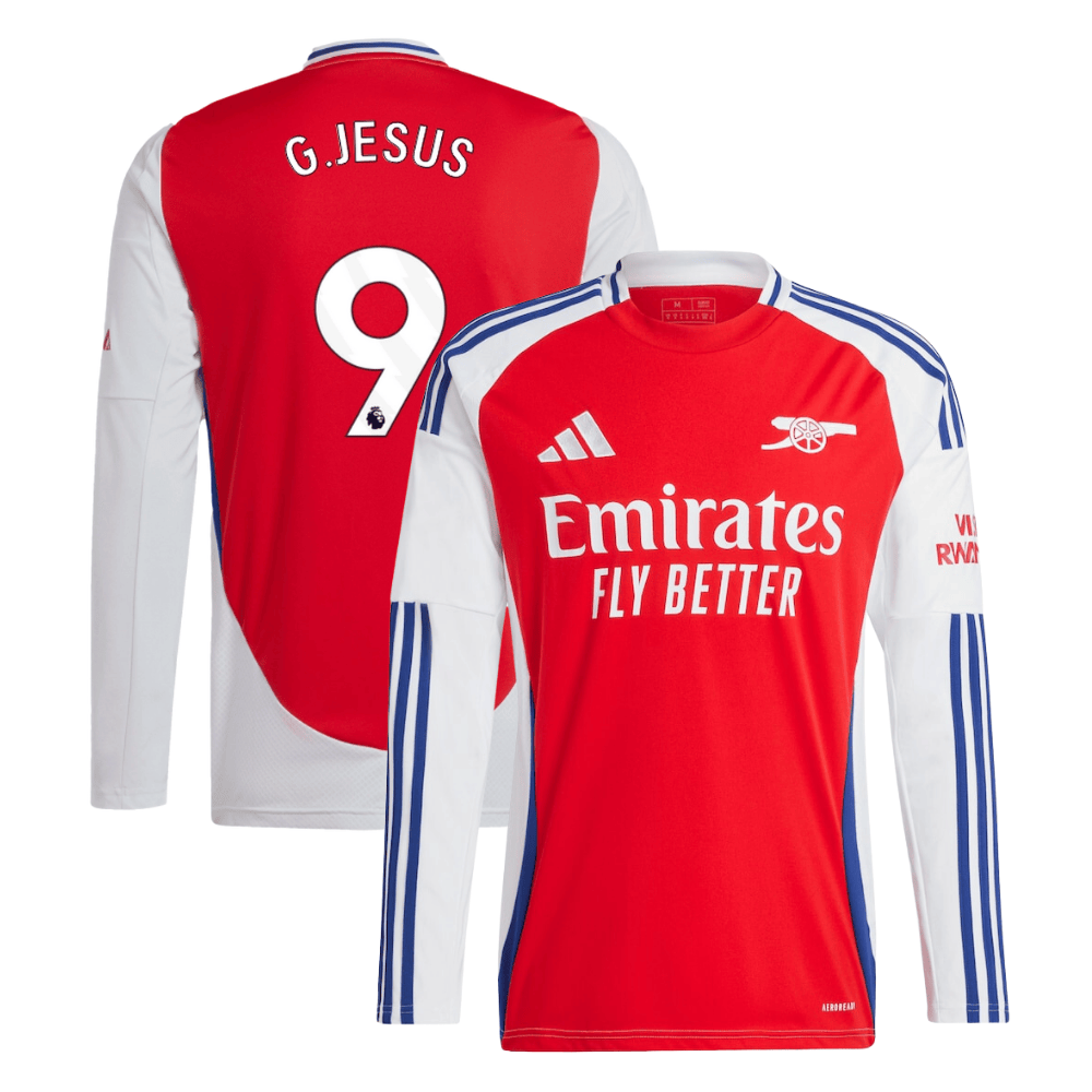 Gabriel Jesus 9 Arsenal 2024/25 Home Long Sleeve Men Jersey – Red