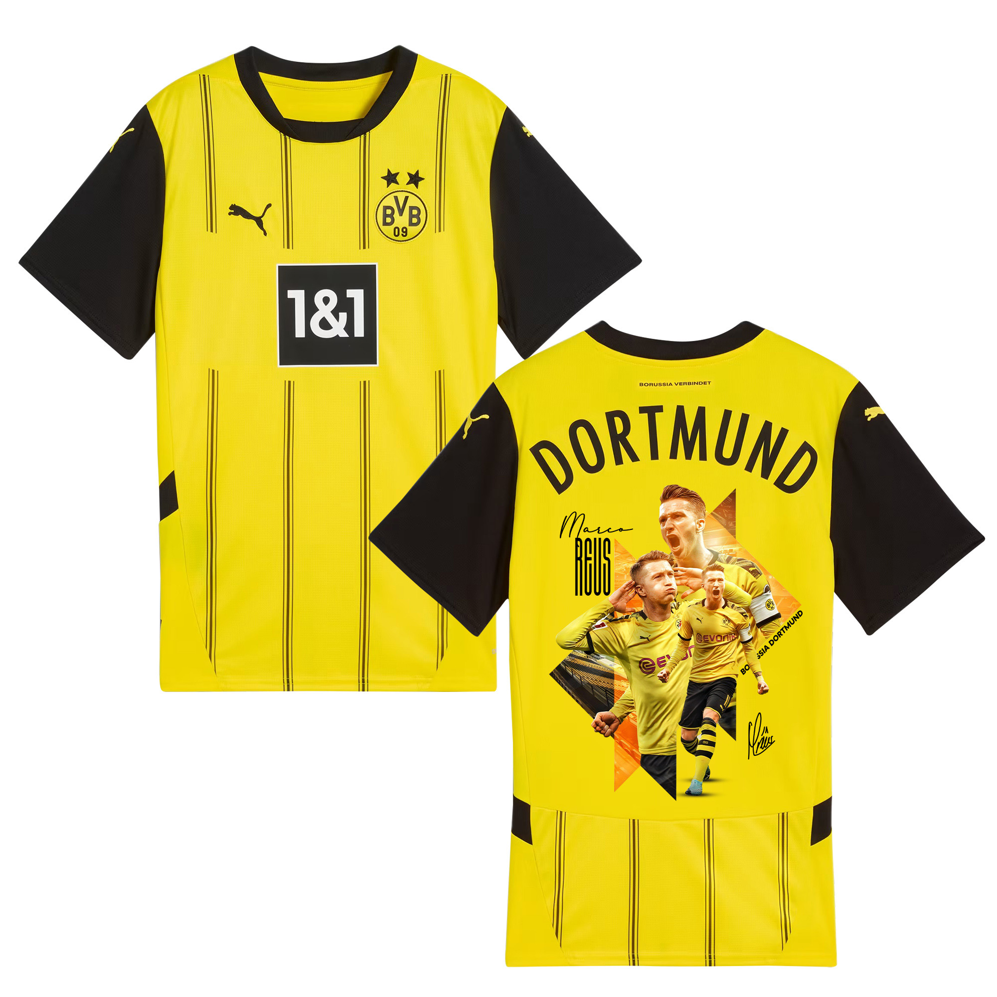 Marco Reus 11 Signed Cheering Borussia Dortmund 2024/25 Home Jersey Autographed – Men, Yellow